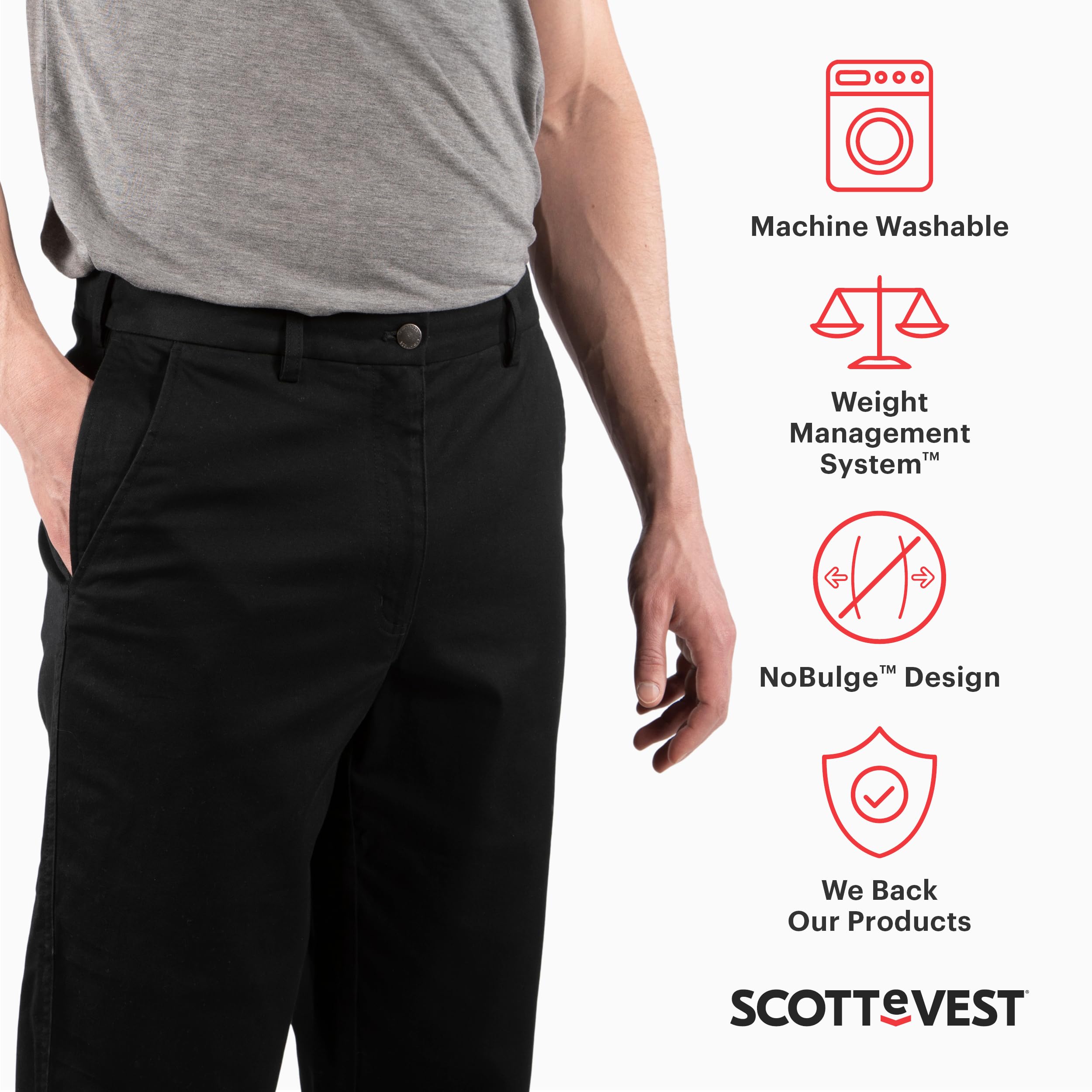 SCOTTeVEST Men's Hidden Cargo Pants with 8 Secret Pockets - Comfortable Travel & Outdoor Adventure Pants for Hiking, Airport Security & Everyday Wear