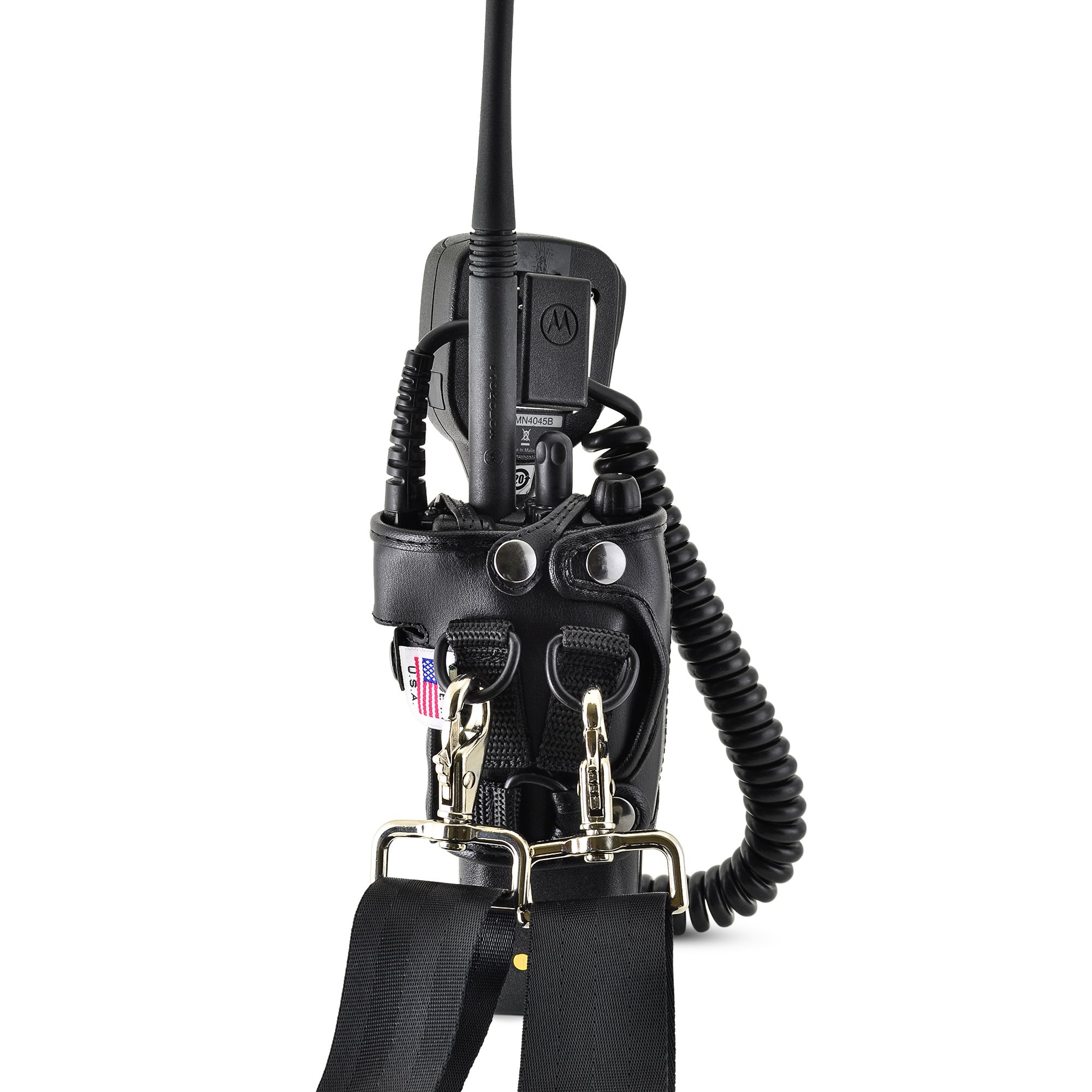 Motorola XTS2500 Radio Holster - Heavy Duty Black Leather Belt Case with D Rings for Fire, Police & Emergency Services | Secure Carry Holder for Models 1, 2 & 3 | Perfect for Duty Belts, Tactical Gear & Field Operations