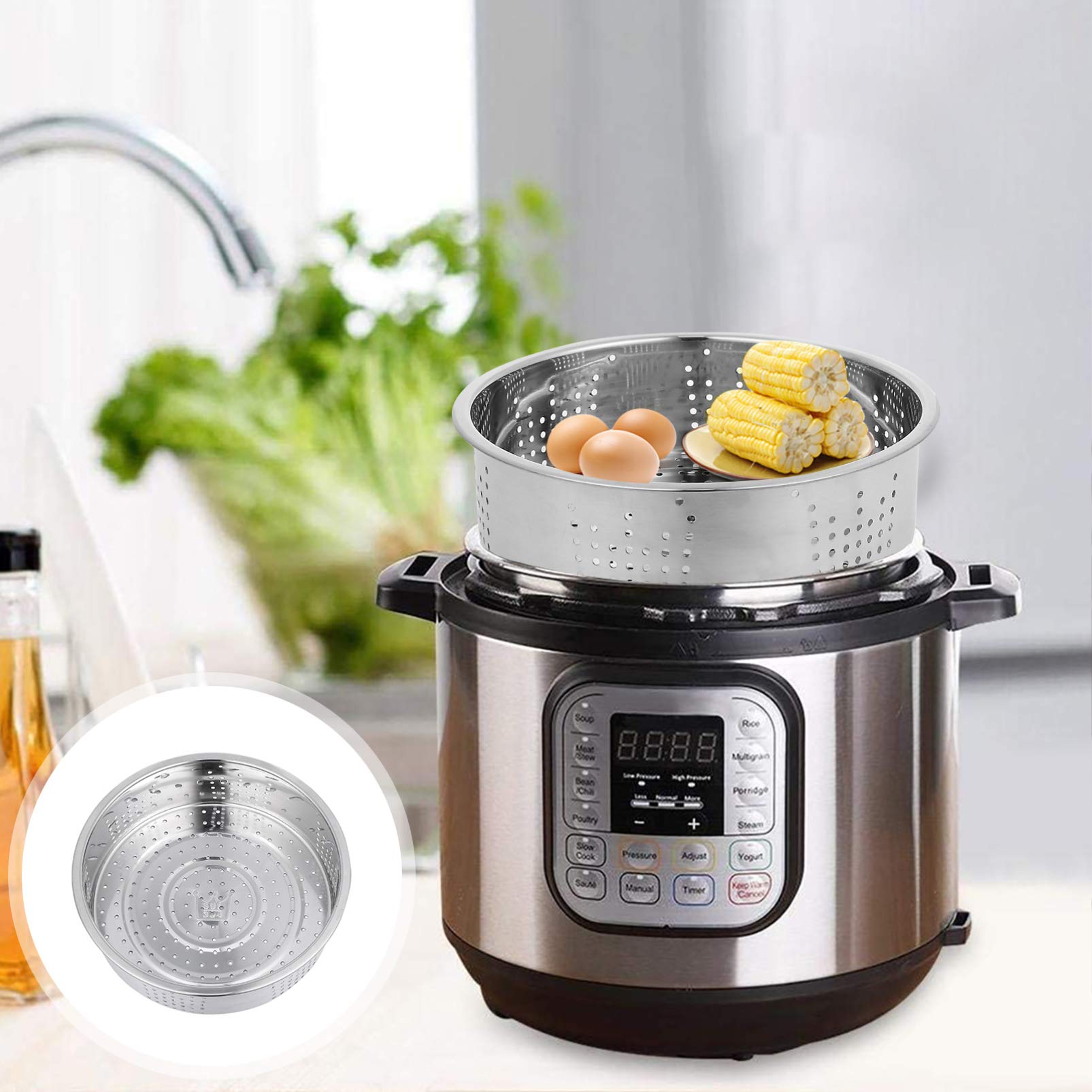 Stainless Steel Steamer Basket Insert for Pressure Cooker & Canner - Hemoton 1-Piece Steam Rack for Tinned Seafood, Electric Canner & Microwave Use - Perfect for Home Kitchen, Meal Prep & Healthy Cooking