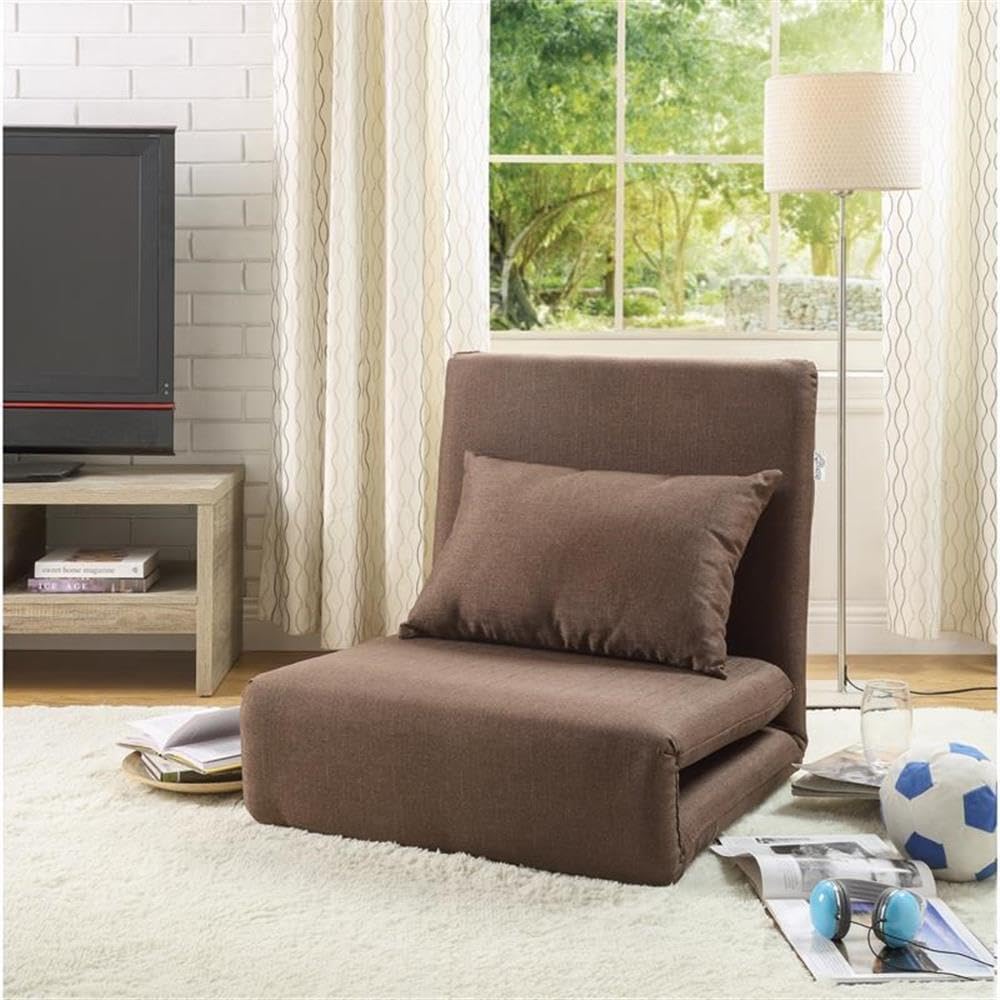 Relaxie Floor Chair - Brown Linen Sleeper Sofa for Dorm, Bedroom & Living Room | Portable Lounger for Reading, Gaming & Relaxation