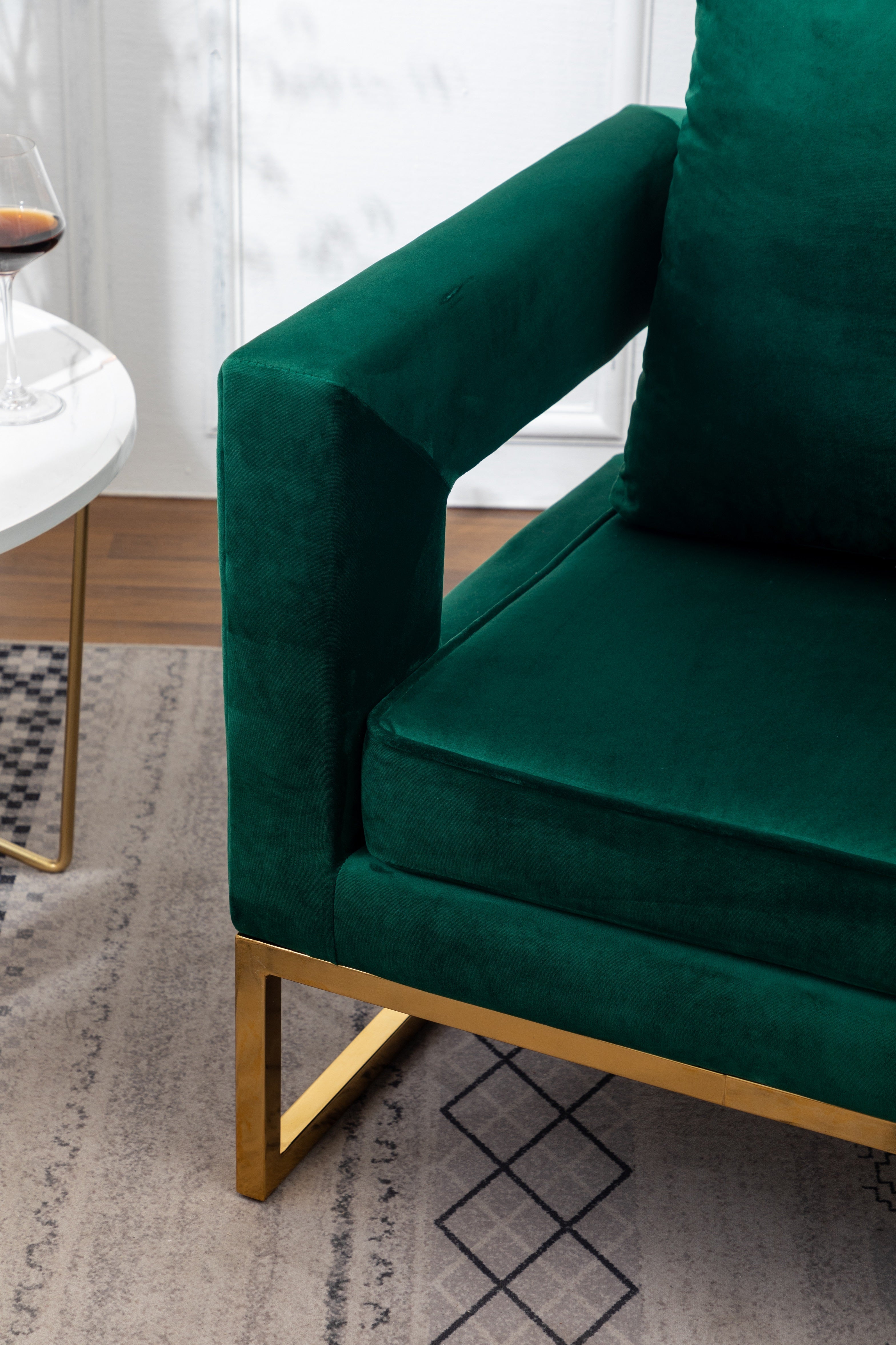 Roundhill Furniture Lenola Contemporary Upholstered Accent Arm Chair - Modern Living Room Chair for Home Office, Lounge & Reading Nook - Comfortable Fabric Armchair with Wooden Legs