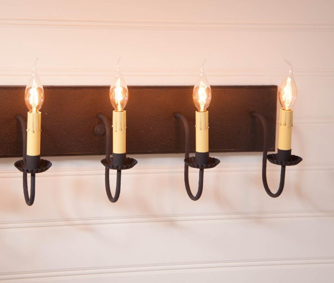 Black 5-Arm Vanity Light by Irvin's Country Tinware - Perfect for Bathroom, Dressing Room & Bedroom Makeup Area