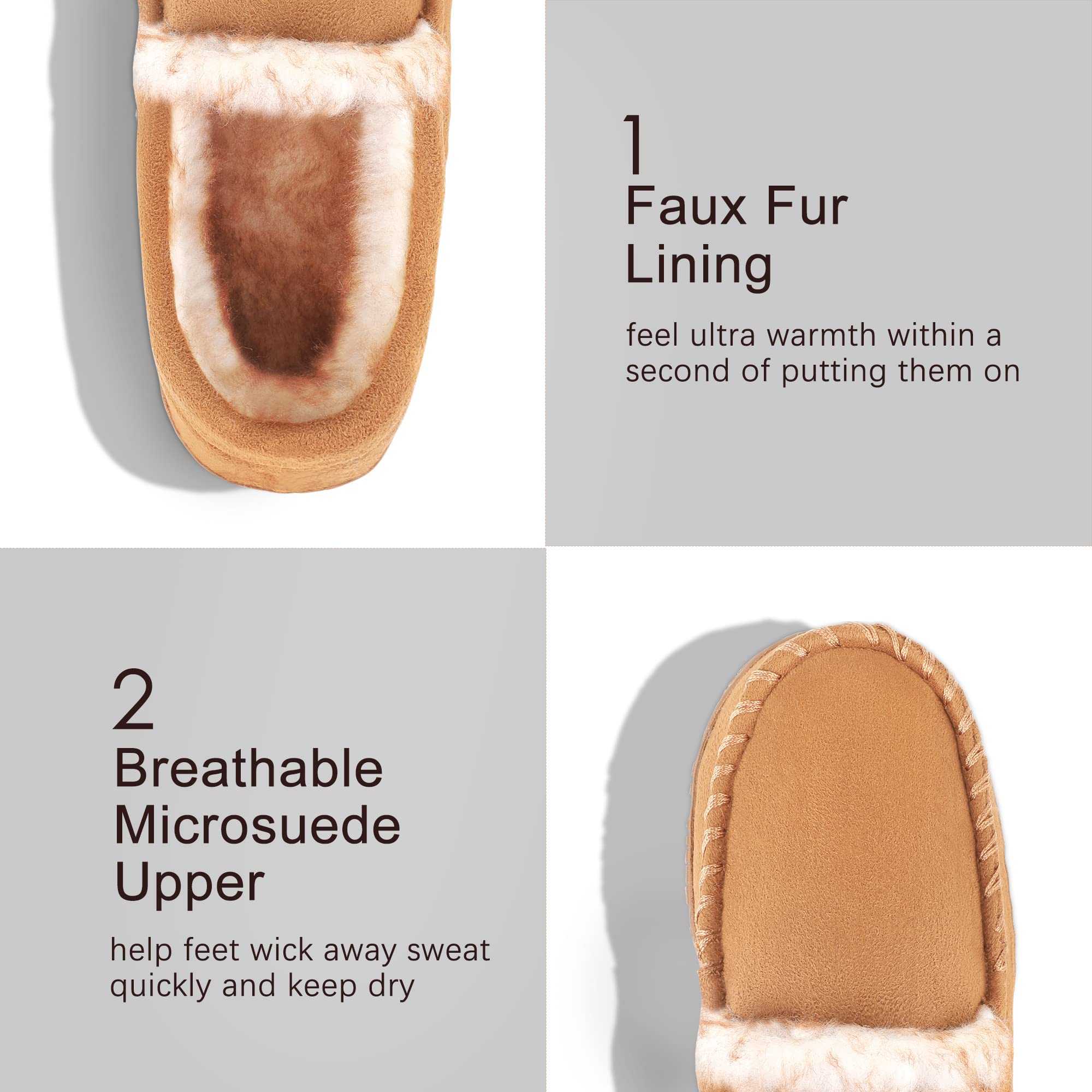 **Kids Memory Foam Moccasin Slippers for Boys & Girls - Non-Slip Indoor/Outdoor House Shoes - Perfect for Home, School, and Playtime**