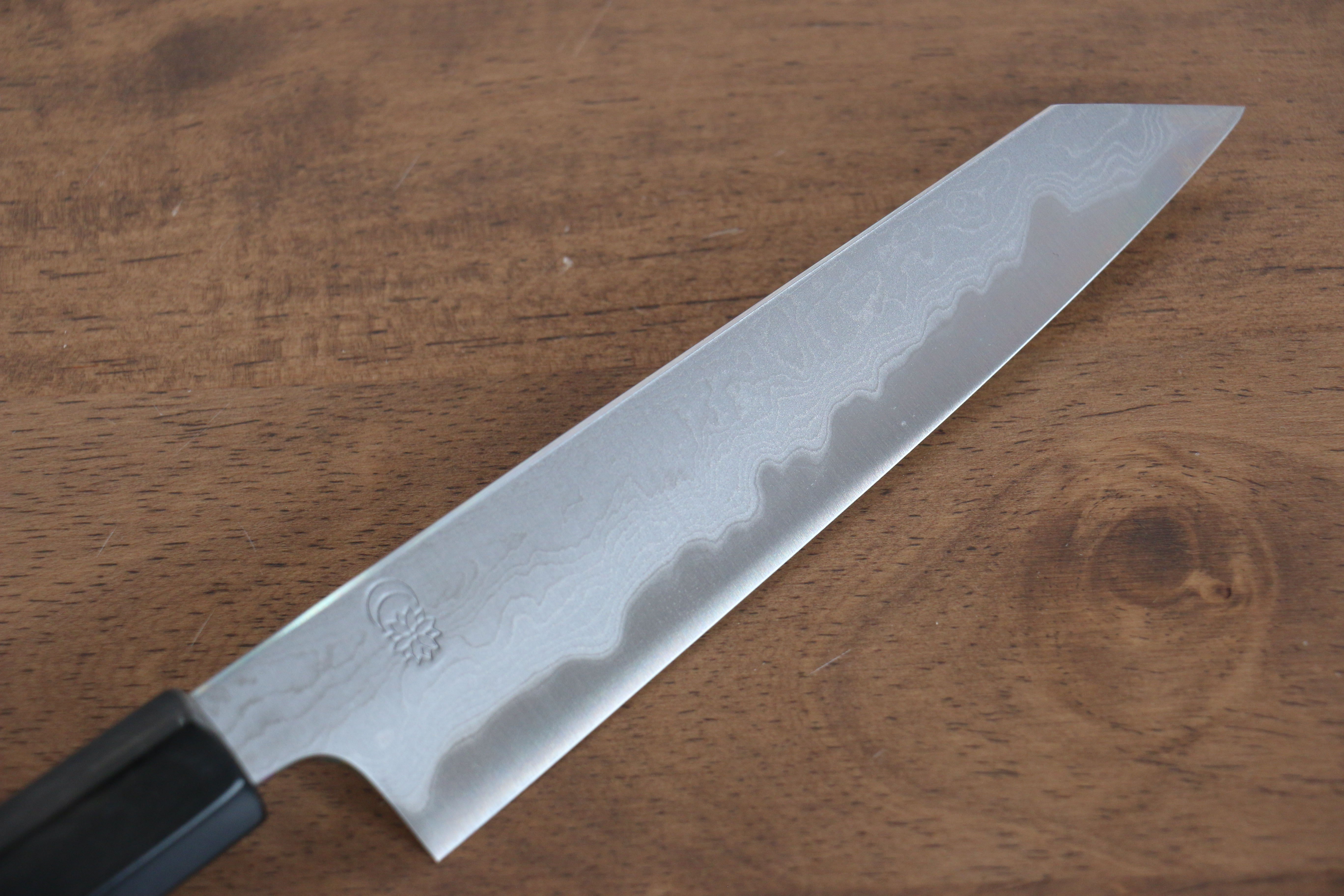 Premium Kikuzuki Blue Steel No.1 Damascus Kiritsuke Petty Knife 135mm with Magnolia Wood Handle - Perfect for Sushi, Vegetables & Precision Kitchen Tasks