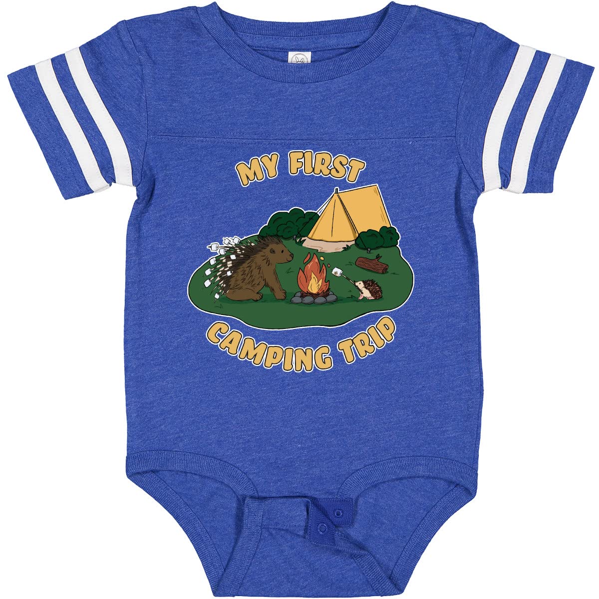 Inktastic My First Camping Trip Baby Bodysuit - Adorable Hedgehog Design for Camping Enthusiasts | Perfect for Outdoor Adventures, Family Trips & Baby Photoshoots