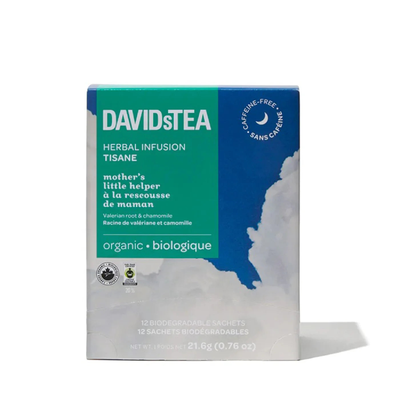 DavidsTea Mother's Little Helper Herbal Tea Bags - 12 Pack | Relaxing Chamomile Blend for Stress Relief & Better Sleep | Perfect Gift for Mother's Day & Self-Care Moments