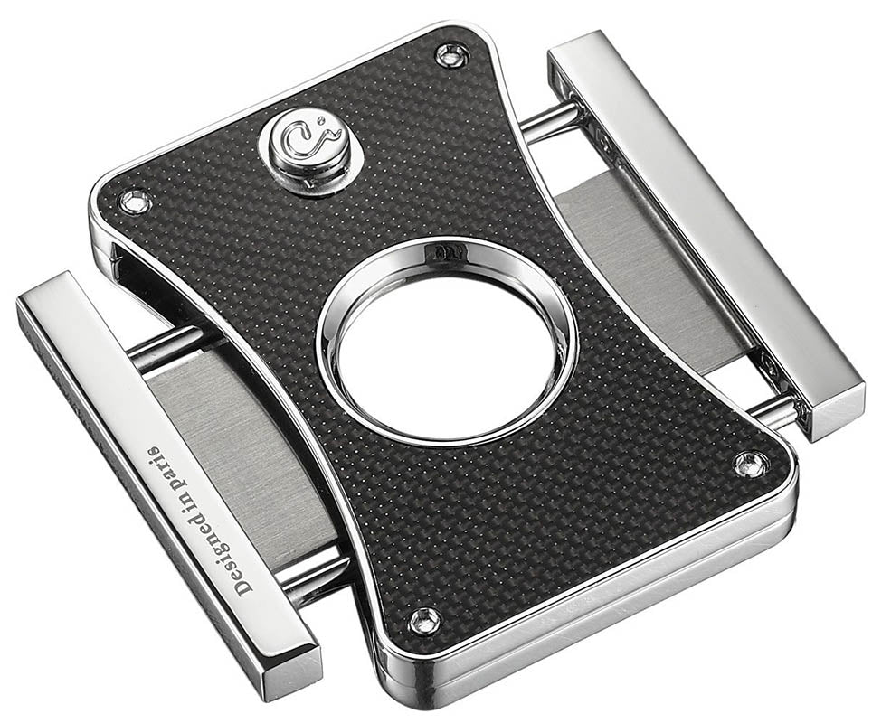 Premium Caseti Dion Black Carbon Fiber Double Guillotine Cigar Cutter - Perfect for Cigar Aficionados & Gifts for Men - Ideal for Weddings, Parties & Relaxing Moments