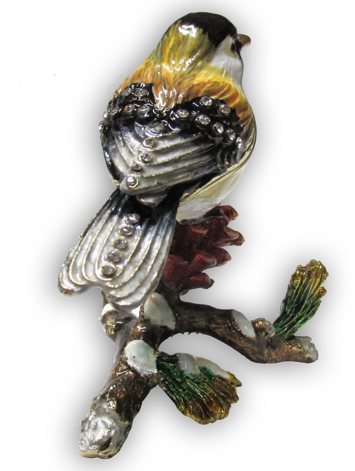 Elegant Chickadee Jeweled Trinket Box with Genuine Austrian Crystals - Perfect for Jewelry Storage, Gift Giving & Home Decor