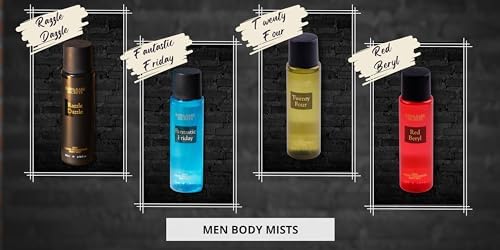 Prime Craft Body Mist for Men - Red Beryl Luxury Long Lasting Cologne Spray with Woody Musky Fragrance | 200ml Mens Perfume Spray | Perfect for Daily Use, Gym, Office & Date Night
