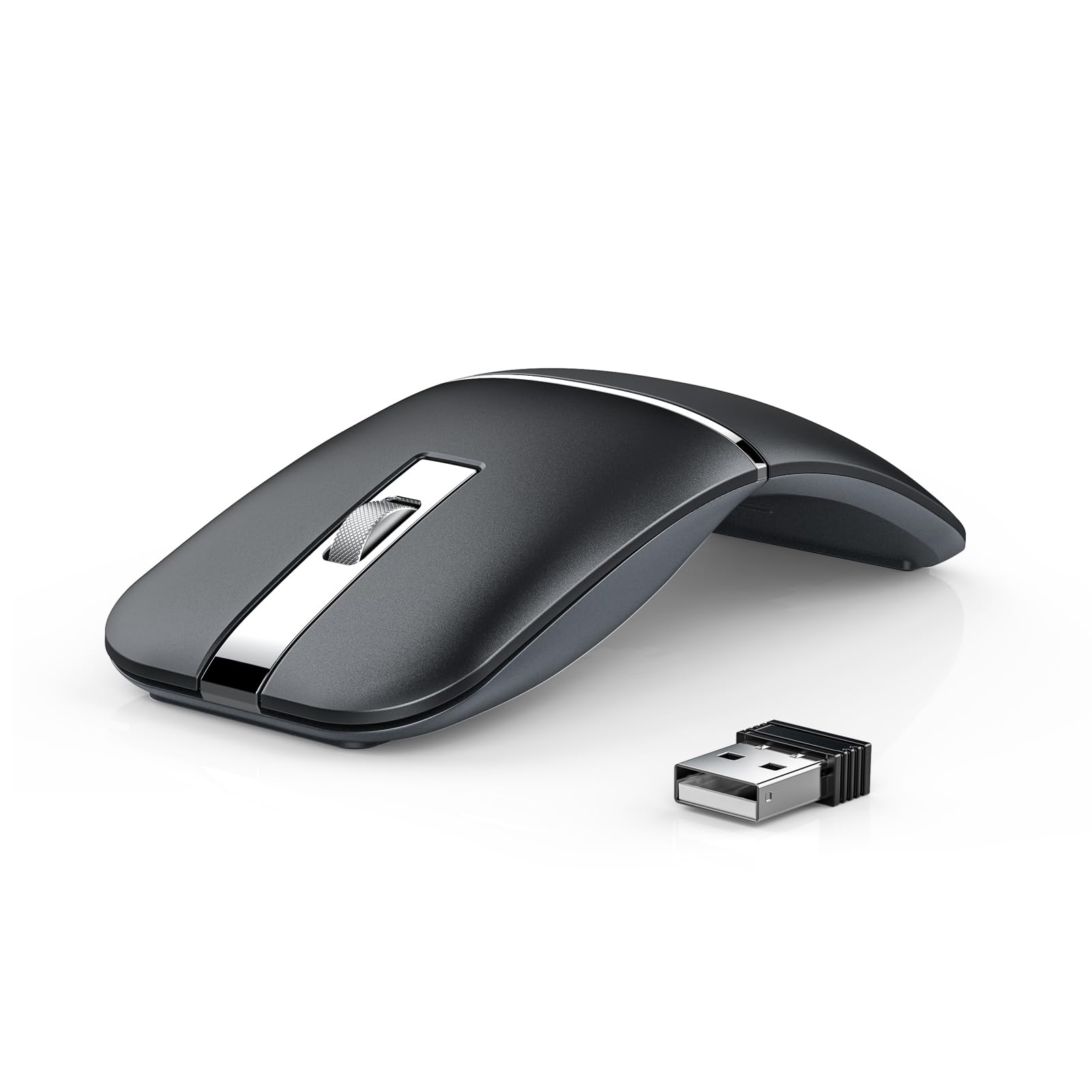 Wireless Bluetooth Arc Mouse for Laptop & PC - Rechargeable USB Slim Ergonomic Mouse with Adjustable DPI (800/1200/1600) for MacBook, Chromebook, Lenovo - Perfect for Office Work, Travel & Home Use
