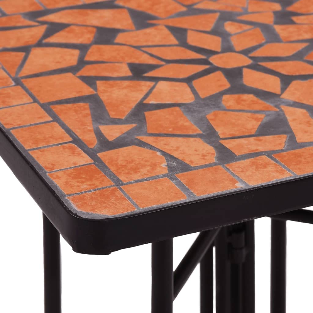 CHARMMA Mosaic Side Table - Terracotta Ceramic End Table, Brown, 13.8