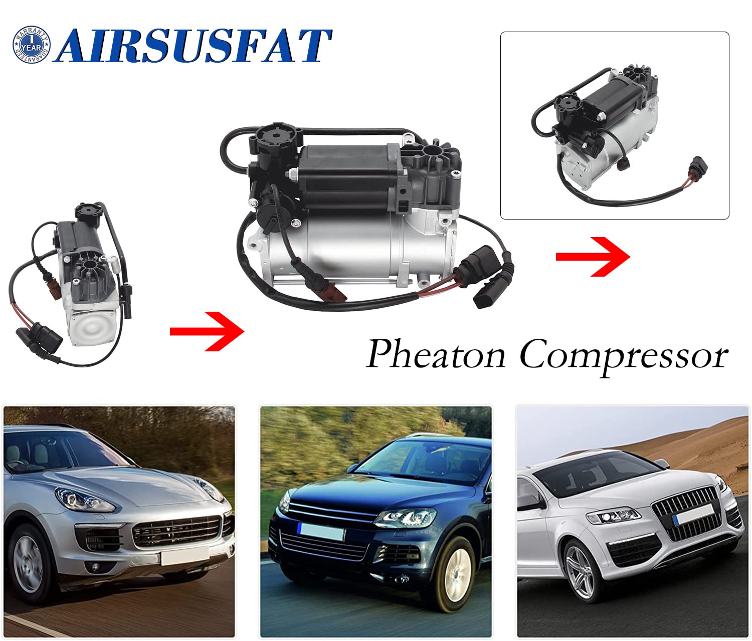 Air Suspension Compressor Pump for VW Phaeton & Bentley Continental GT/GTC - OEM 3D0616005M - Reliable Air Ride System Replacement for Smooth Driving Experience
