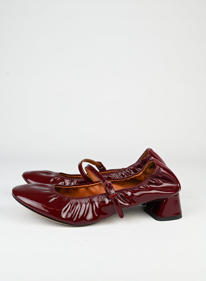 Lanvin Bordeaux Mary Jane Shoes Size 37 - Elegant Women's Flats for Work, Party & Special Occasions