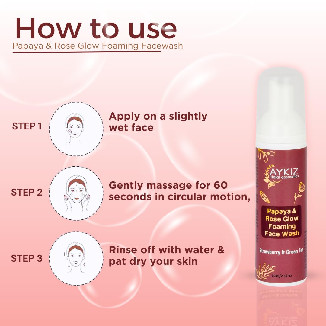 Papaya Rose Foaming Face Wash for Glowing Skin & Acne Care