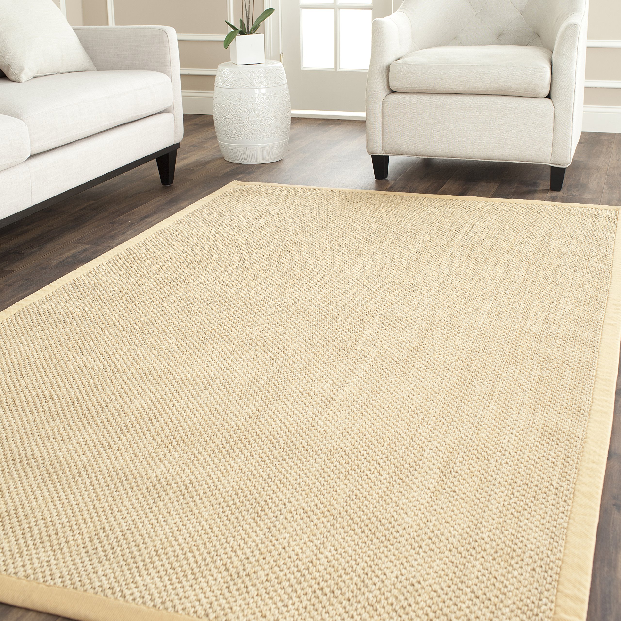 SAFAVIEH Natural Fiber Collection 5' x 8' Area Rug - Maize & Wheat Border Sisal Design, Easy Care Indoor Rug for High Traffic Areas | Perfect for Living Room, Bedroom, Office & Entryway (NF443A)