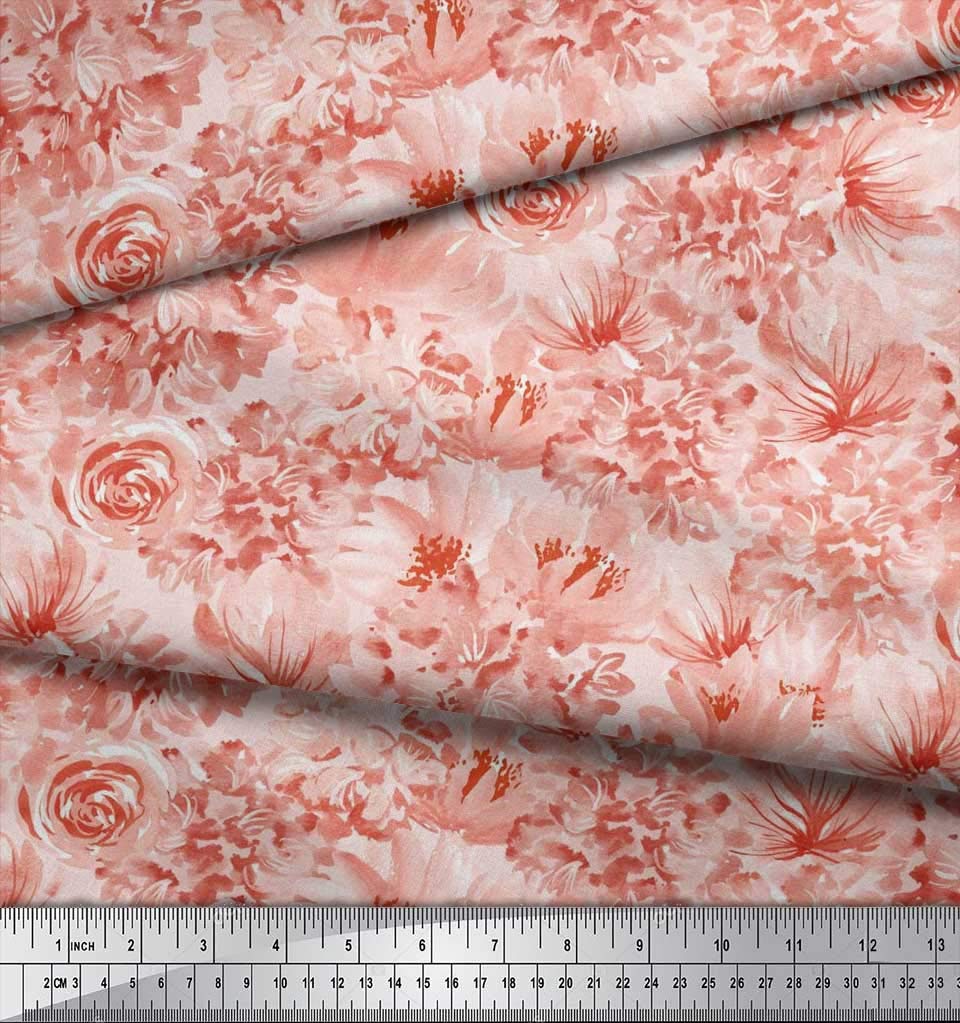Soimoi Moss Georgette Pink Fabric by The Yard - 42 Inch Wide Rose & Peony Flower Printed Textile for Dresses, Blouses, Scarves & DIY Fashion Projects - Romantic Floral Pattern Fabric for Sewing & Crafting