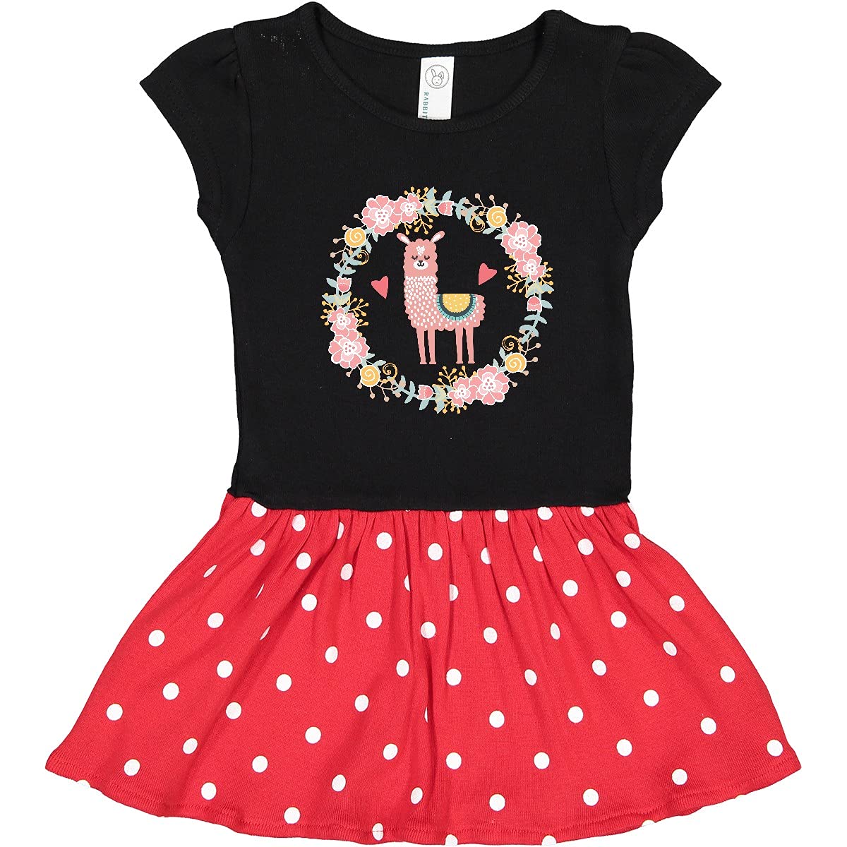 Inktastic Llama Rose Flower Wreath Toddler Dress - Cute Baby Girl Outfit for Birthday, Photo Shoots & Special Occasions