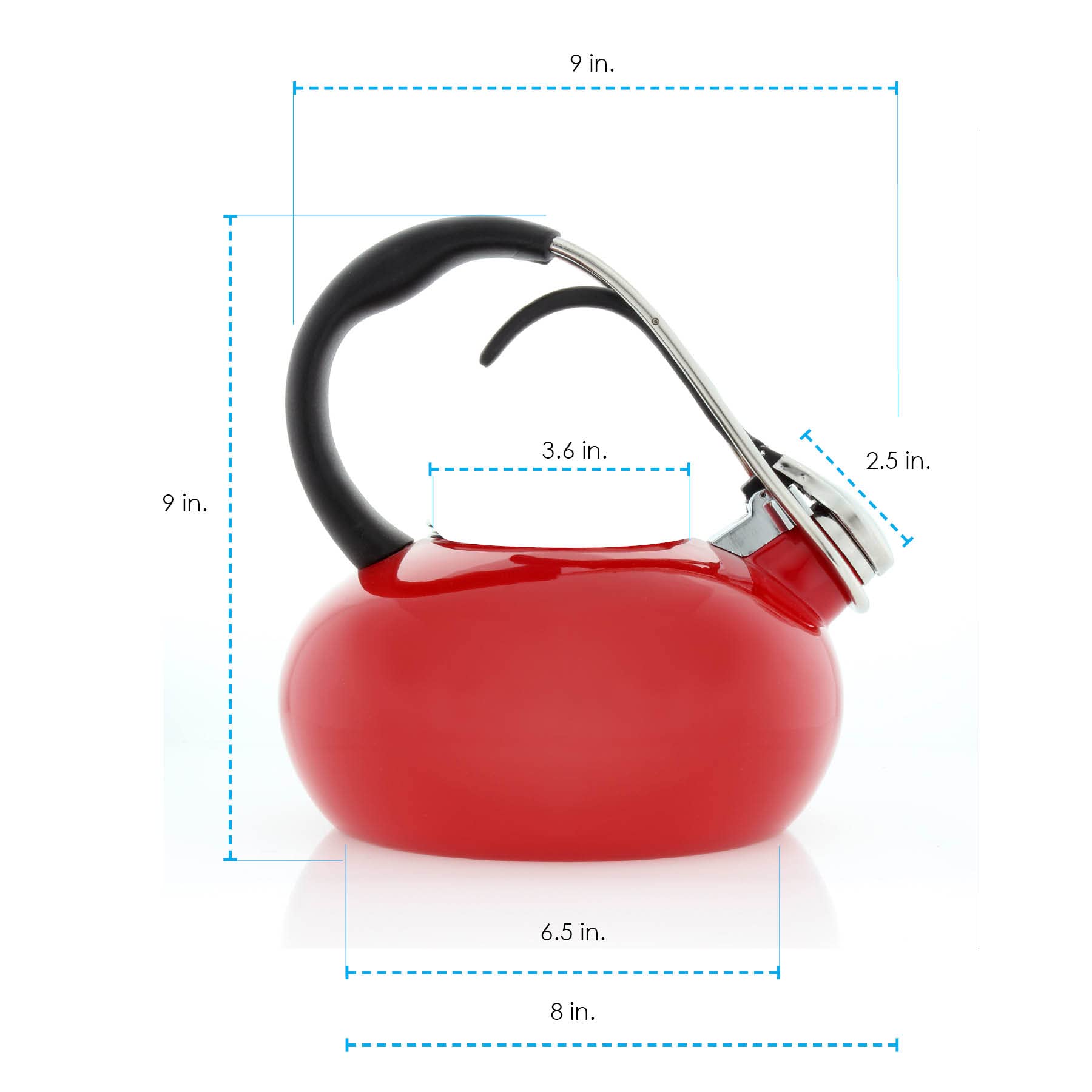 Chantal Classic Loop Enamel on Steel Whistling Tea Kettle - 1.8 Quart, Red - Stovetop Whistling Tea Pot for Gas & Electric Ranges - Perfect for Home, Kitchen, Office & Camping Use