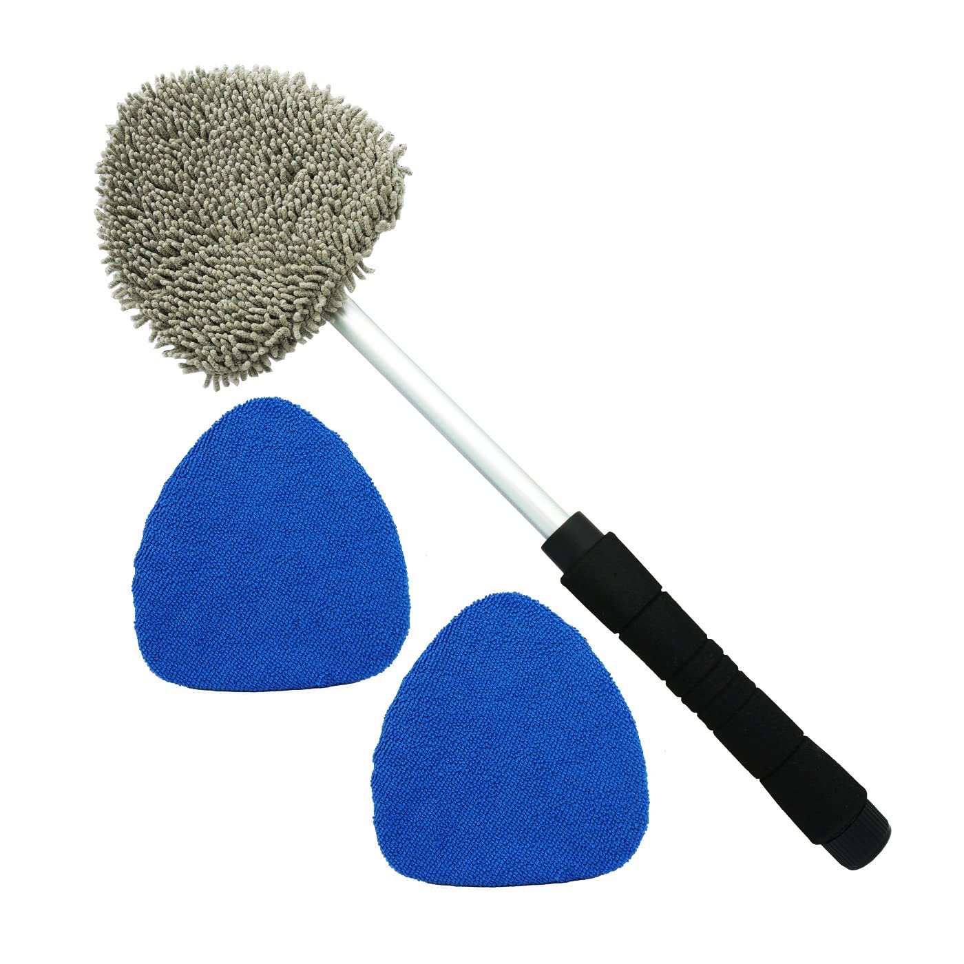 JOYFUL&HOPEFUL Car Windshield Cleaner Tool - Extendable Handle Interior Windshield Cleaner with Microfiber & Chenille Pads | Anti-Fog, Streak-Free Cleaning for Cars, Trucks & SUVs | Perfect for Winter Frost & Summer Bugs Removal