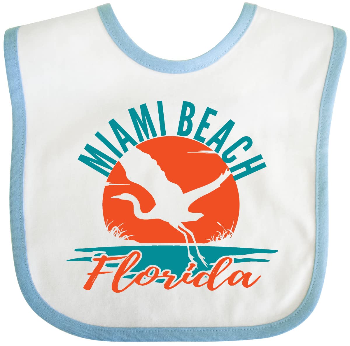 Inktastic Miami Beach Florida Vacation Trip Baby Bib - Soft Cotton Drool Bib for Infants & Toddlers - Perfect for Travel, Beach Outings & Family Photos