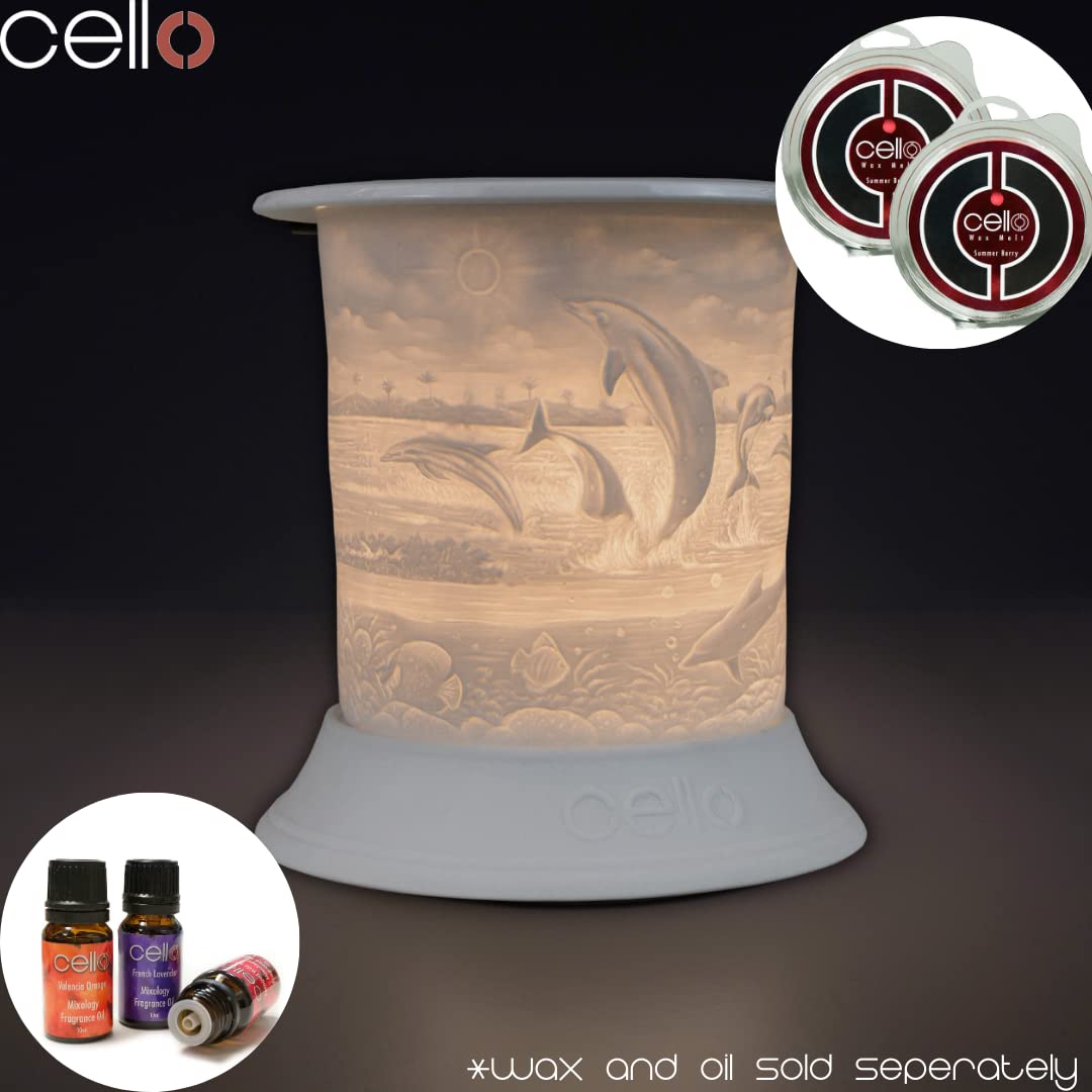 Electric Wax Warmer with Porcelain Dolphin Design - Aromatherapy Diffuser for Home, Office & Spa Relaxation