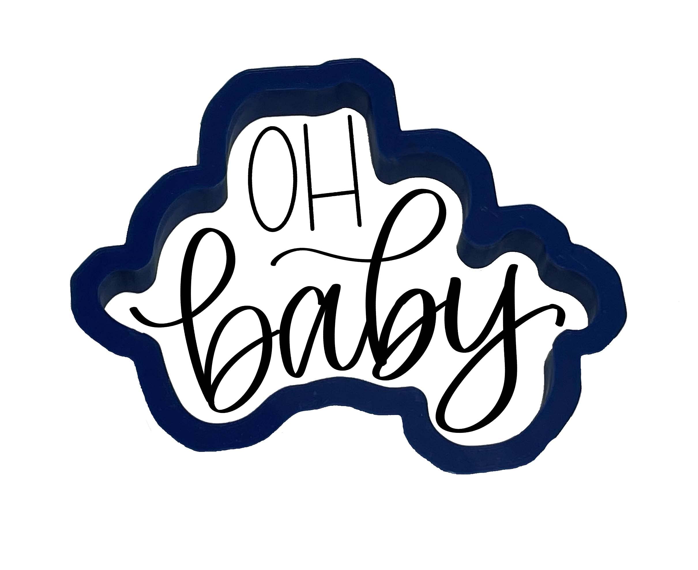Oh Baby Word Outline Cookie Cutter - 5 Inch Easy Push Design for Baby Shower, Birthday Party & Holiday Baking Decorations