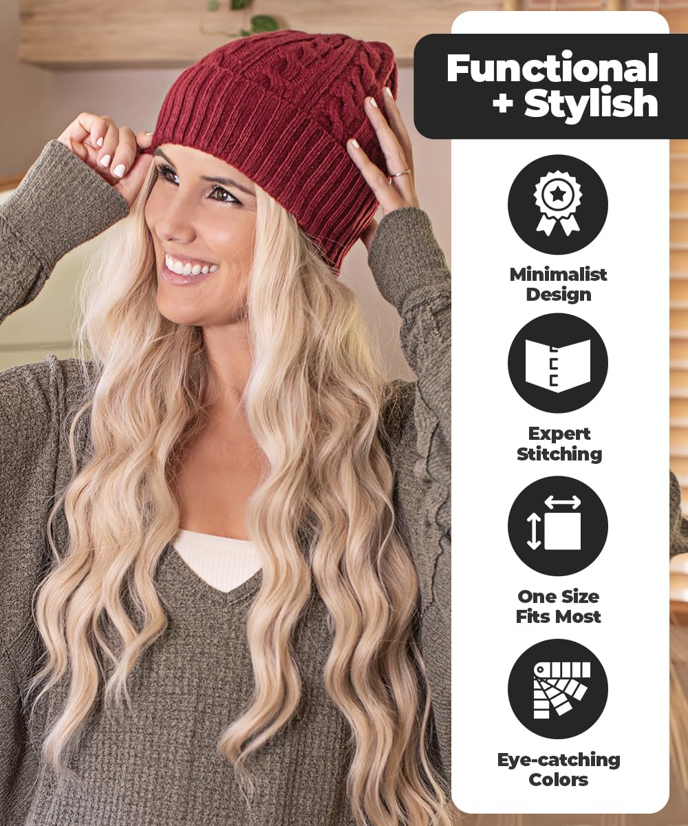 Revony Cable Knit Beanie for Women & Men - Soft Warm Winter Hat with Cashmere Feel - Perfect for Skiing, Snowboarding & Outdoor Activities