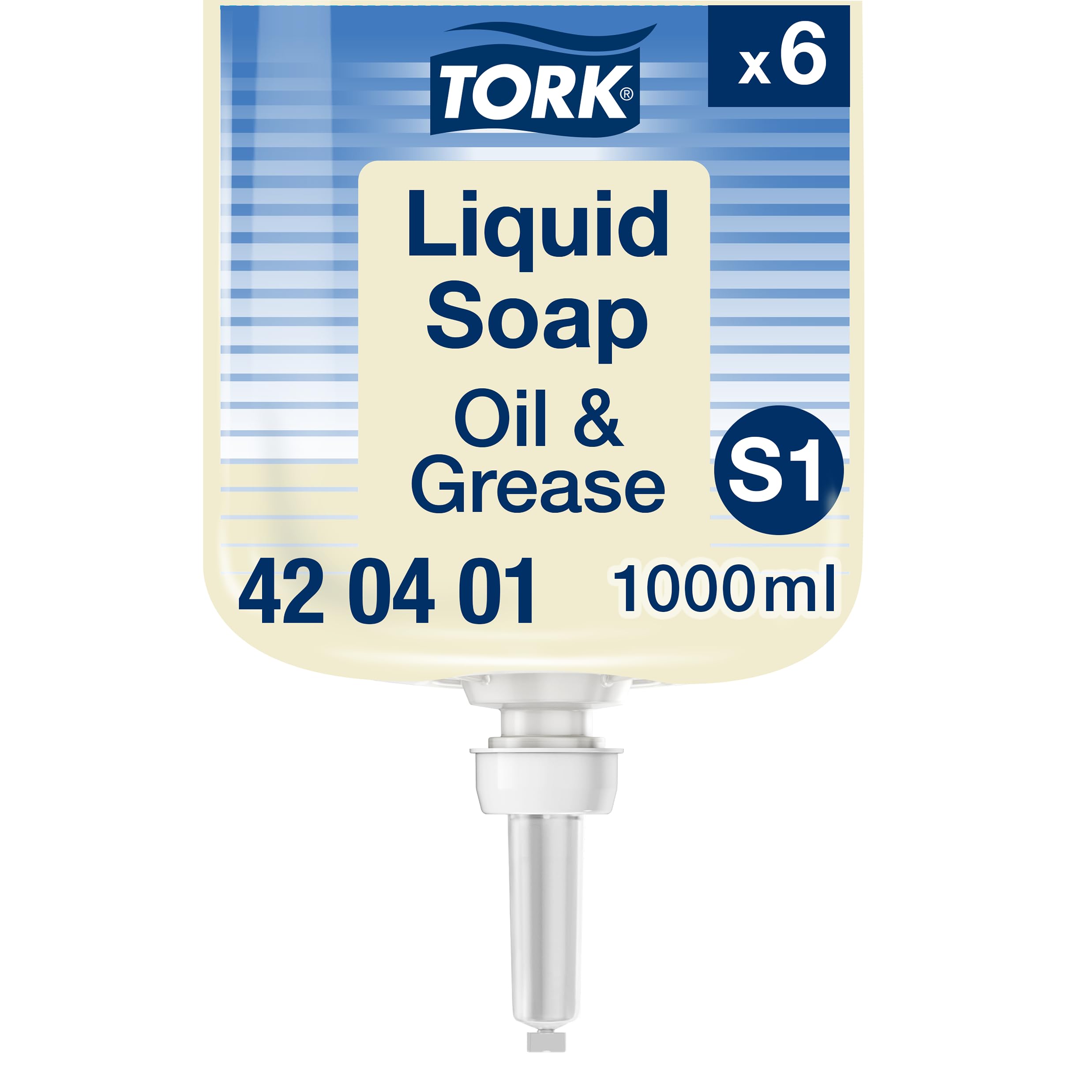 Tork Oil and Grease Liquid Soap S1 - Dermatologist Tested Heavy Duty Hand Cleaner - 6 Pack (1000ml Each) - Ideal for Mechanics, Construction Workers & Industrial Use