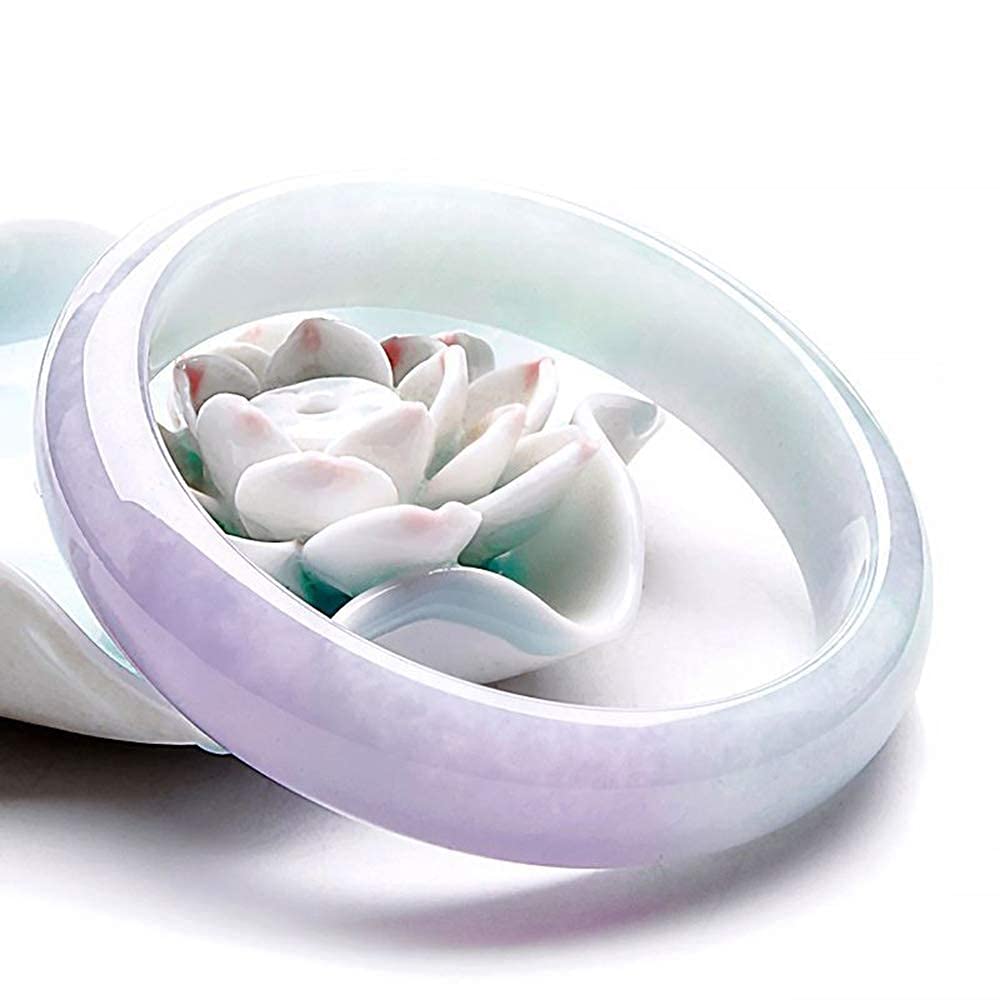 Natural Ice Waxy Chalcedony Jade Bangle Bracelet for Women - Transparent Purple Gemstone Jewelry with Gift Box & Certificate | Elegant Gift for Birthday, Anniversary & Special Occasions