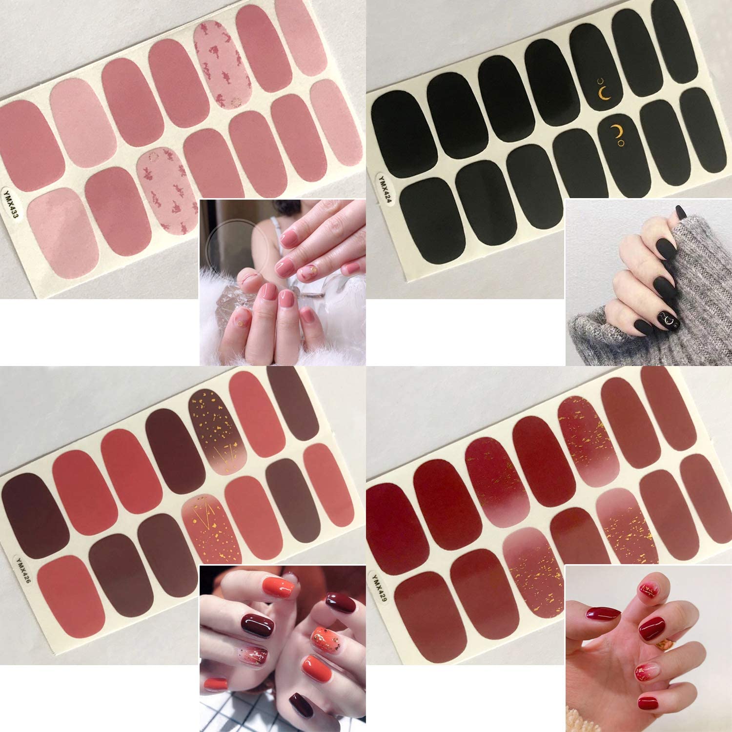 JERCLITY 24 Sheets Self-Adhesive Nail Polish Strips - Waterproof Press On Nail Wraps for Women, DIY Nail Art Stickers with Nail File | Salon-Quality Manicure Kit for Home, Travel & Special Occasions | Perfect for Weddings, Parties, Date Nights, Bridal Showers & Everyday Wear | Great Gift for Beauty Lovers | Use for DIY Nail Art, Home Spa Days, Girls' Night Out, Vacation Manicures & Quick Touch-Ups