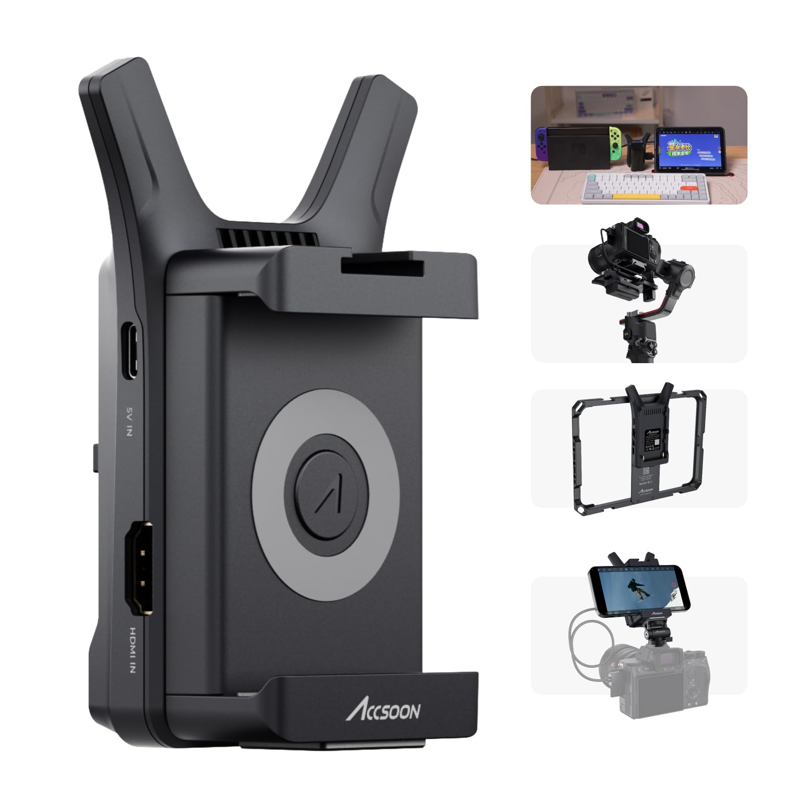 Accsoon CineView Nano Wireless 5G HDMI Video Transmitter - 1080p60 HD Streaming, 500ft Range with 60ms Low Latency - Compatible with DJI RS2/RS3/RS3 Pro/Switch/DSLR Cameras - iOS & Android App Monitoring for Live Video Transmission - Perfect for Film Production, Live Streaming & Drone Videography