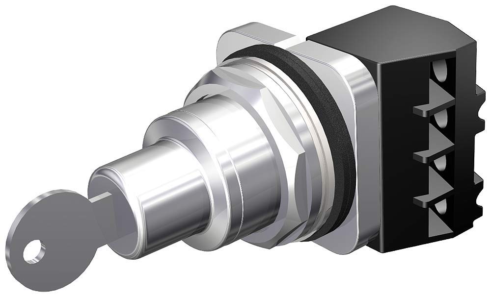 Siemens 52SC6AEK1 Heavy Duty Key Operated Selector Switch - Water & Oil Tight, 2-Position Maintained Operation, Removable Key, 1NO Contact Blocks | Industrial Control Panel & Machinery Safety Switch