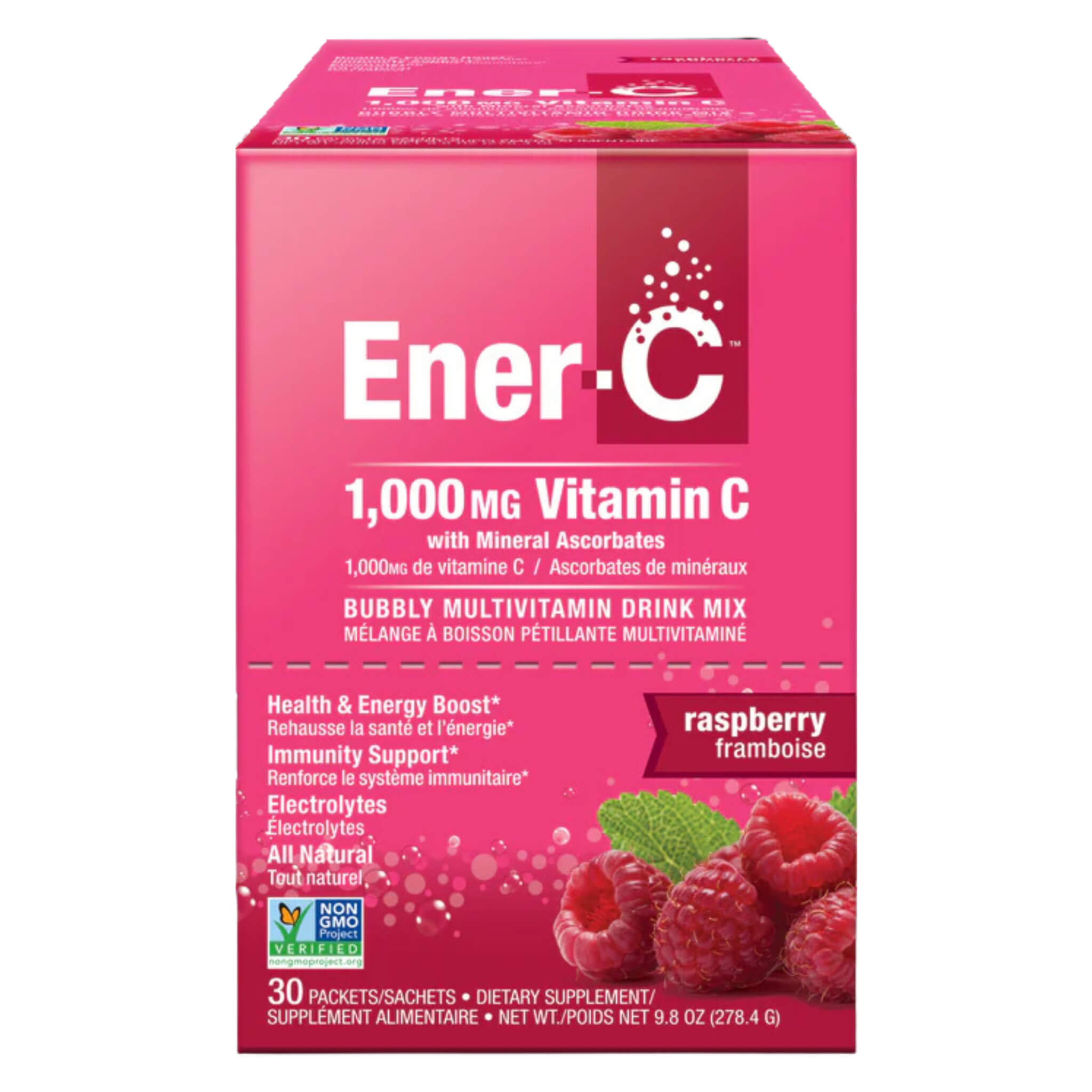 Ener C Multivitamin Drink Mix - Raspberry Flavor | Immune Support & Energy Booster | Perfect for Travel, Workouts & Daily Hydration