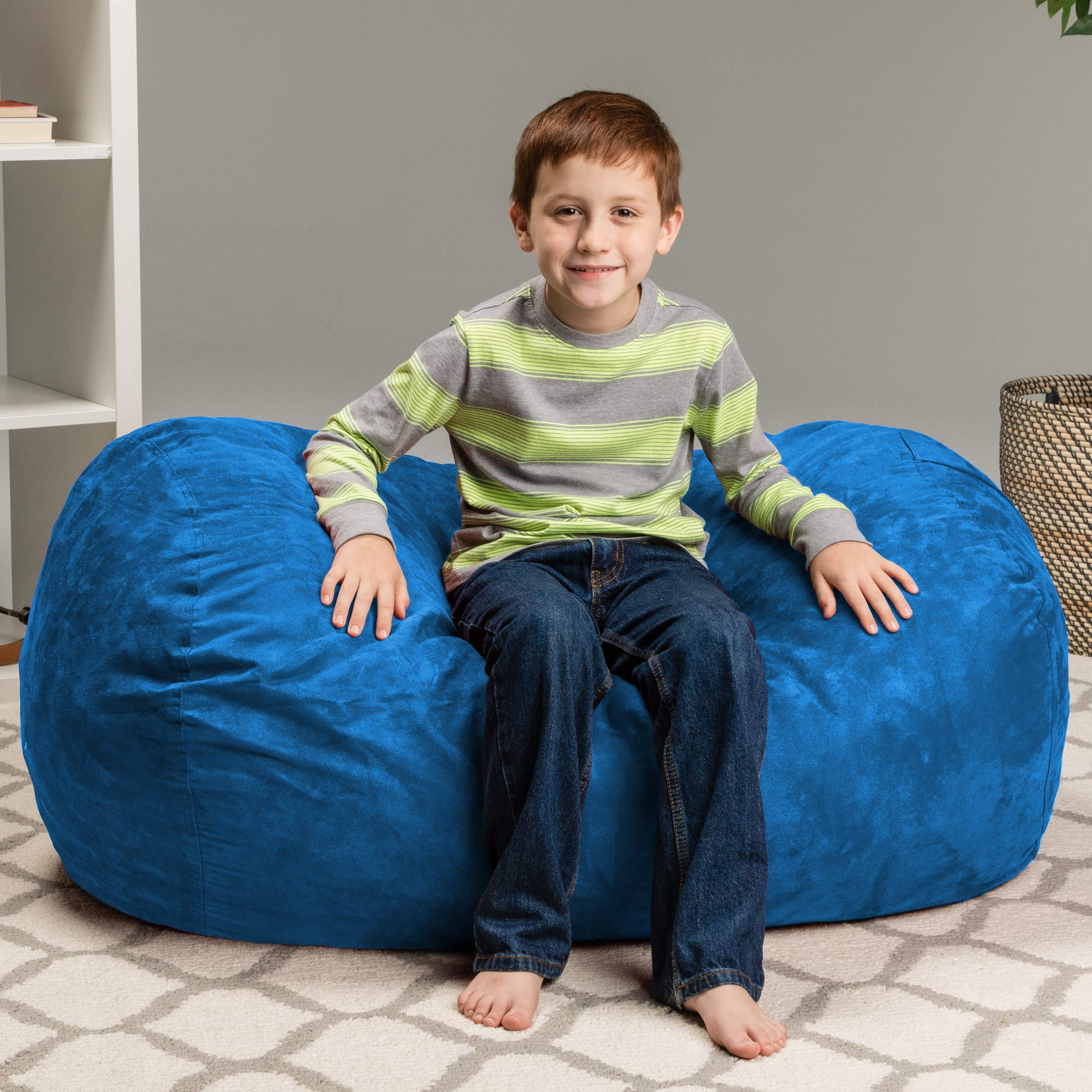 Chill Sack Kids Memory Foam Bean Bag Chair - Ultra Soft Royal Blue Lounger for Boys & Girls - Perfect for Bedroom, Playroom & Game Room Relaxation