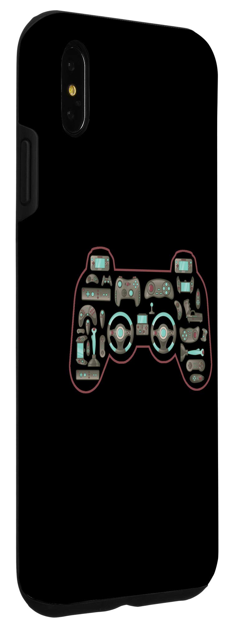 iPhone XS Max Vintage Gaming Controller Shape Case - Retro Gamepad Design with Video Game Icons - Perfect for Gaming Enthusiasts & Collectors