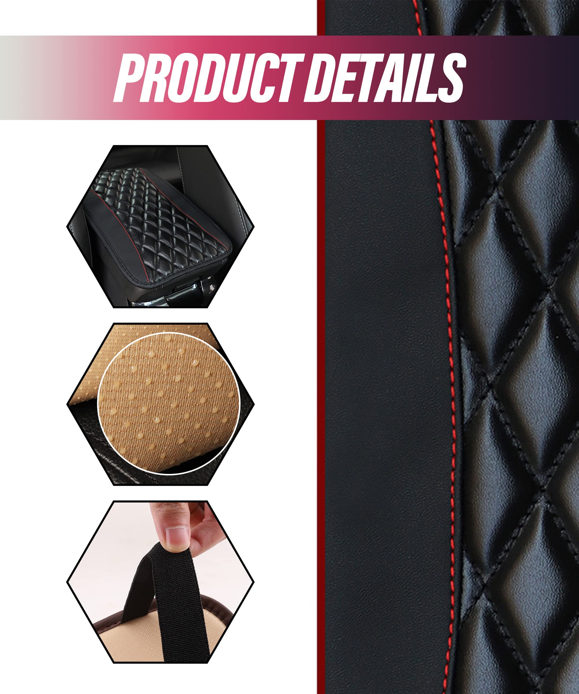 ESEWALAS Premium Leather Auto Center Console Cover - Waterproof Car Armrest Cushion Pad Protector for Comfort & Style (Black) | Perfect for Long Drives & Vehicle Interior Protection