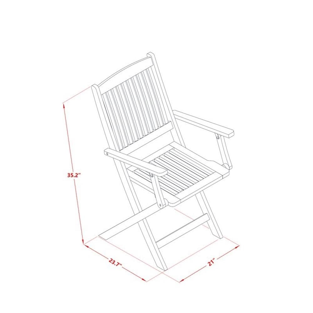 East West Furniture 5-Piece Patio Dining Set - 36x66 Inch Acacia Wood Outdoor Table with 2 Folding Arm Chairs & 2 Side Chairs - Natural Oil Finish - Perfect for Backyard, Garden, Poolside & Outdoor Entertaining