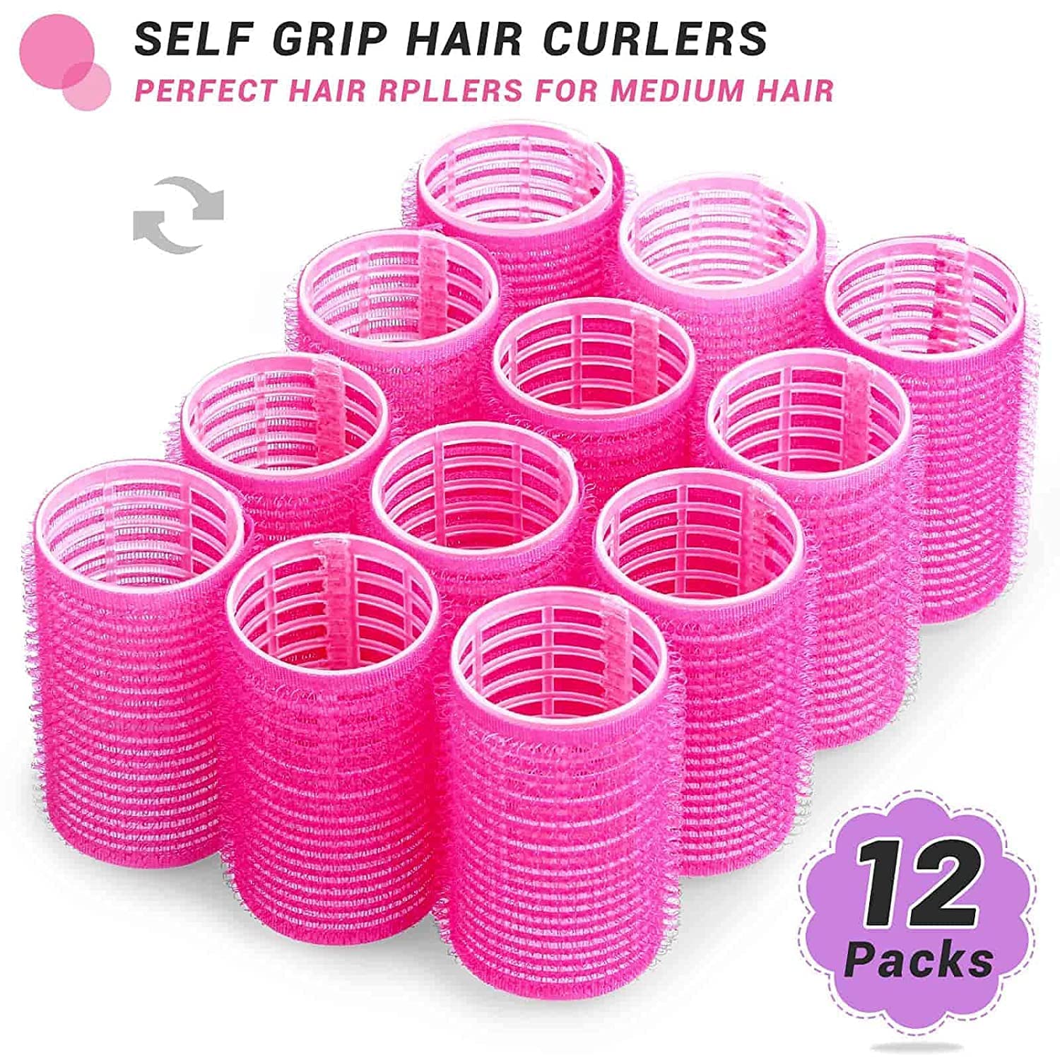 APOEM 6-Piece Jumbo Self-Grip Hair Rollers Set with Stainless Steel Clips for Long & Medium Hair - Perfect for Salon-Quality Curls at Home, Parties & Special Occasions