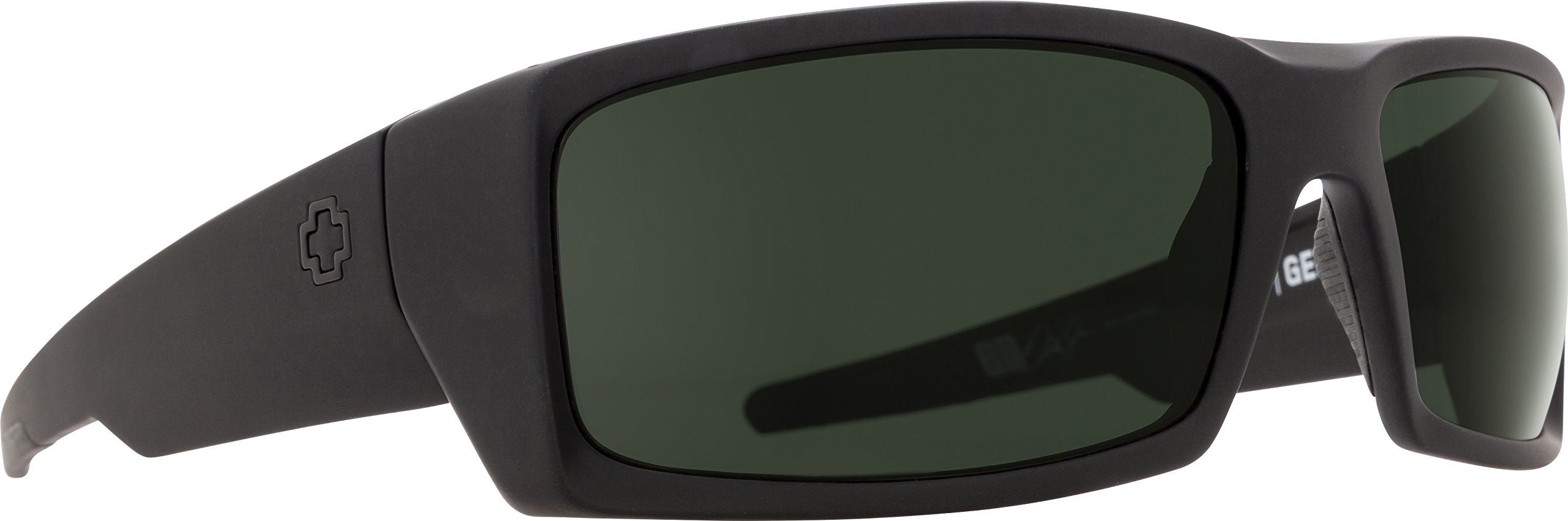 Spy Optic Rectangular Sunglasses - Soft Matte Black Frame with Happy Gray Green Lenses - UV Protection - Unisex One Size - Perfect for Outdoor Sports, Driving & Beach Vacations