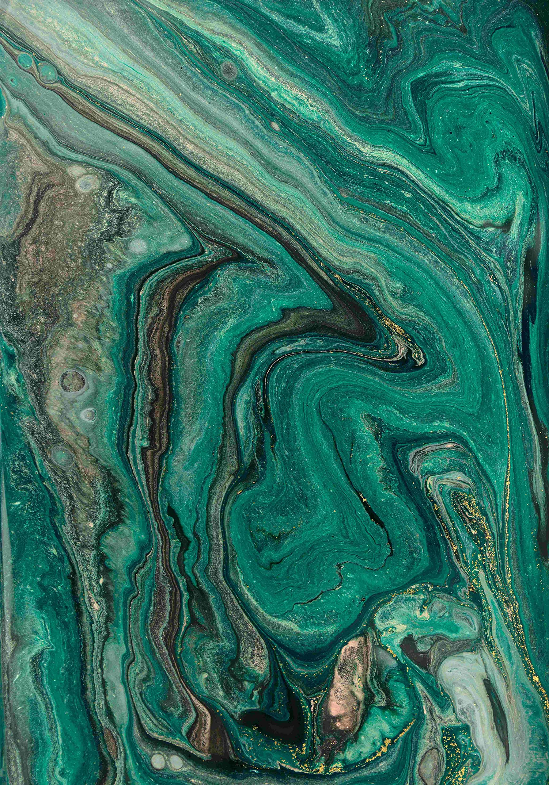 Black Green Gold Marble Swirl Modern Abstract Area Rug - 5x8 Washable Soft Carpet for Living Room, Bedroom, Dining Table & Office - Retro Accent Floor Mat with Art Deco Design - Perfect for Home Decor, Workspace & High-Traffic Areas