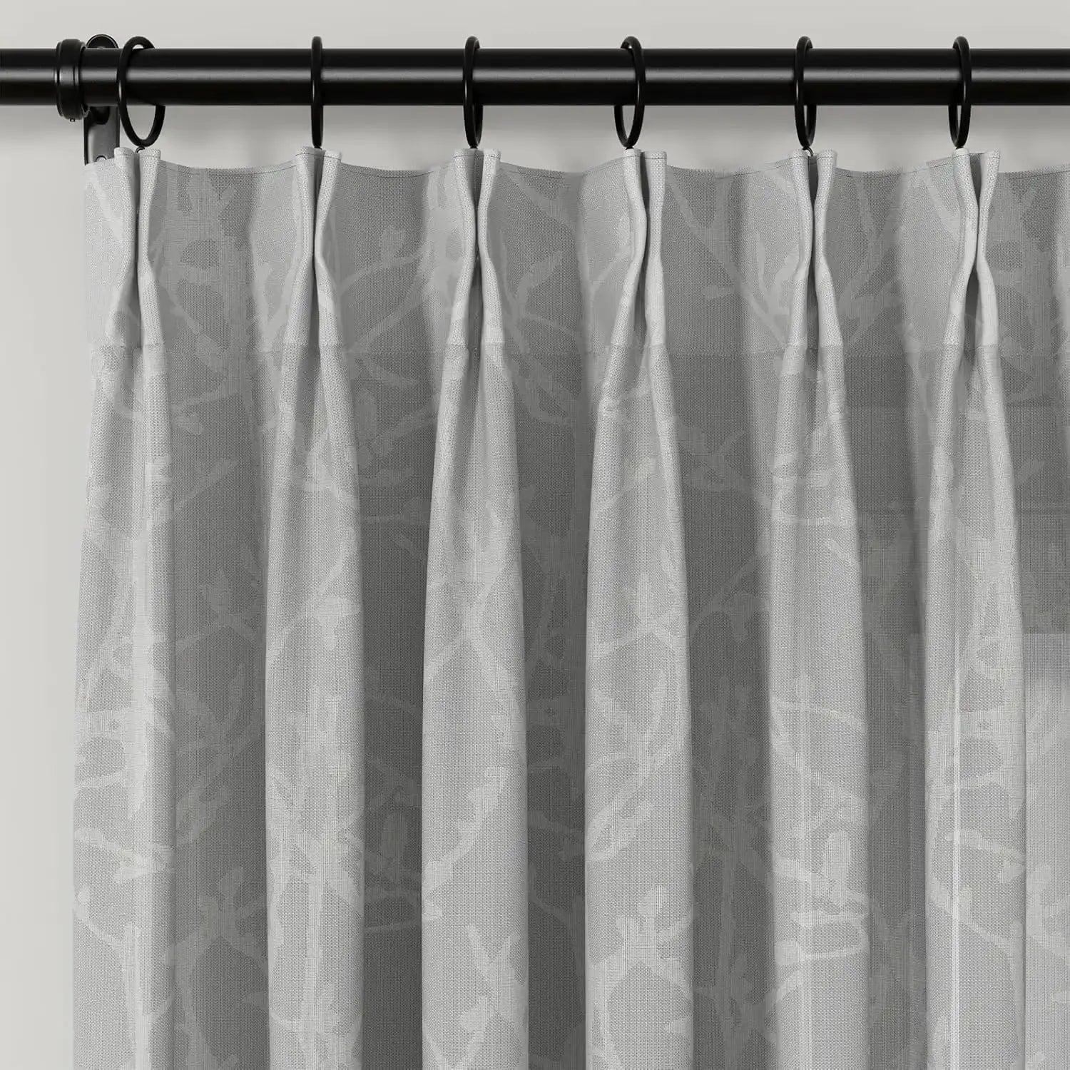 Freya Linen Semi-Sheer Jacquard Pleated Curtains - Elegant Window Treatment for Living Room & Bedroom