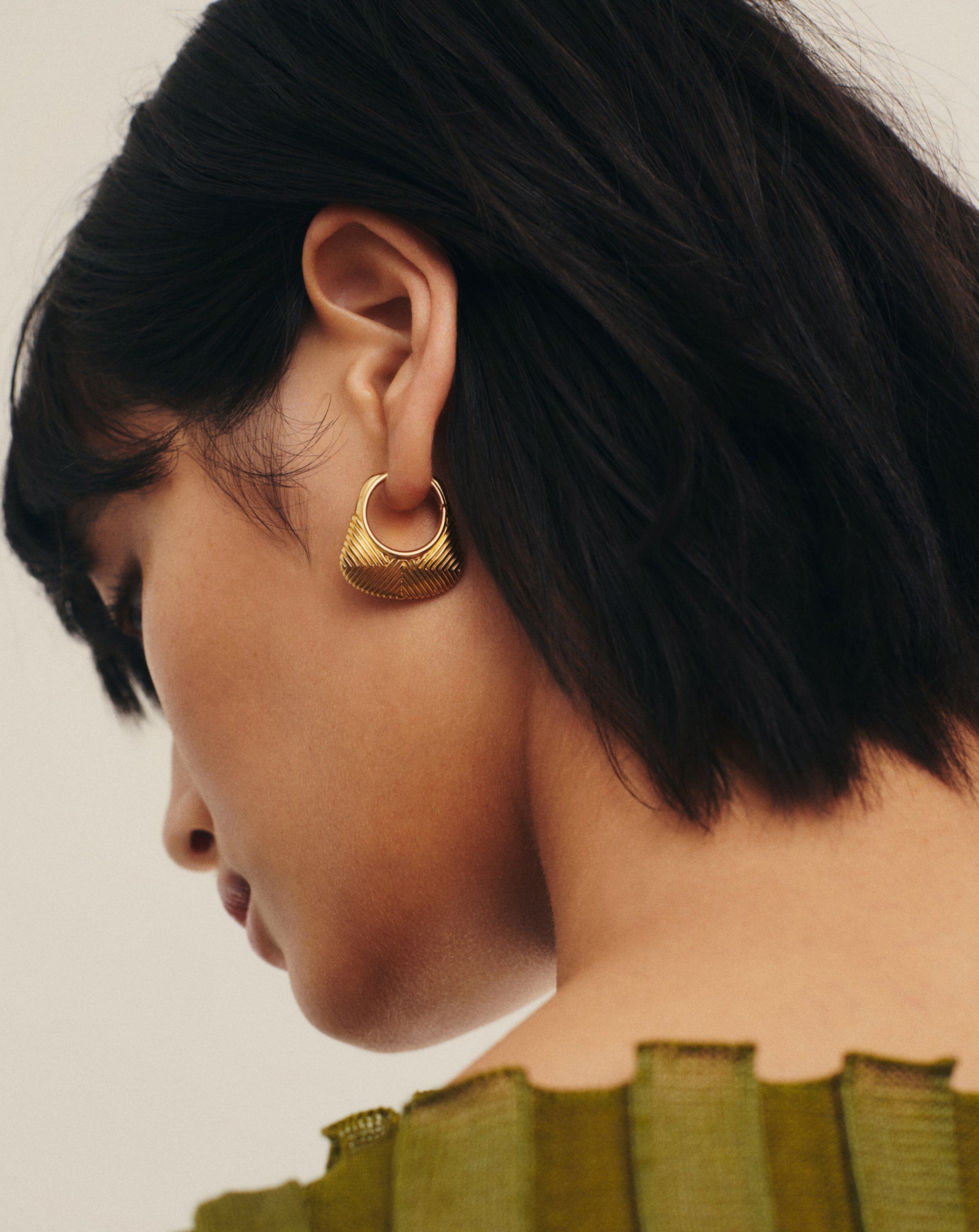 Hera Ridge Hoop Earrings for Women - 14K Gold Plated Stainless Steel Dangle Earrings - Trendy Boho Chic Jewelry for Everyday Wear & Special Occasions