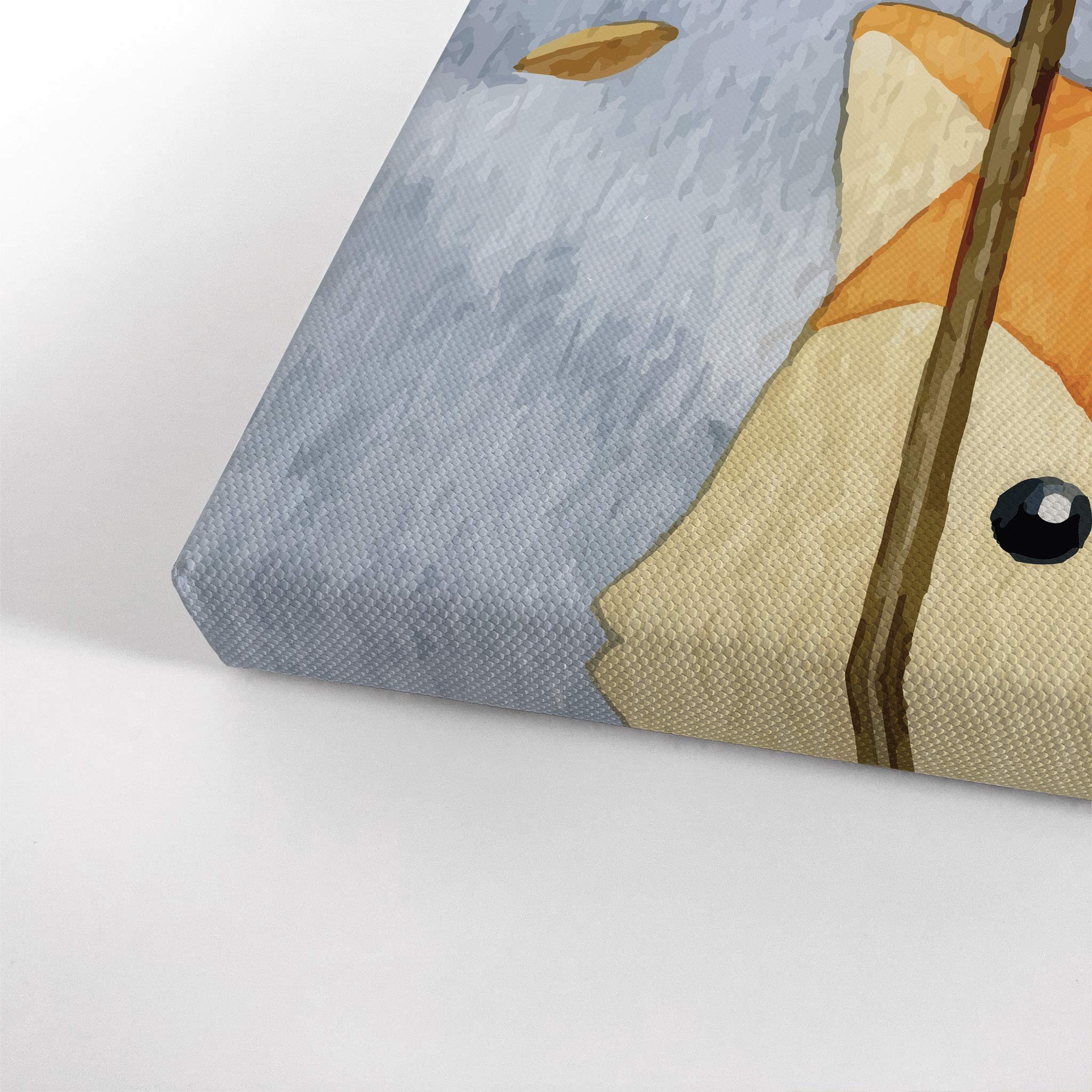 2-Piece Cute Fox & Rabbit Umbrella Painting Canvas Print Set - Autumn Gray Background - Kids Room Wall Art Decor for Baby Boy & Girl - Ready to Hang - Made in USA (22x15 inches) - Perfect for Nursery, Bedroom, Playroom & Gift Giving