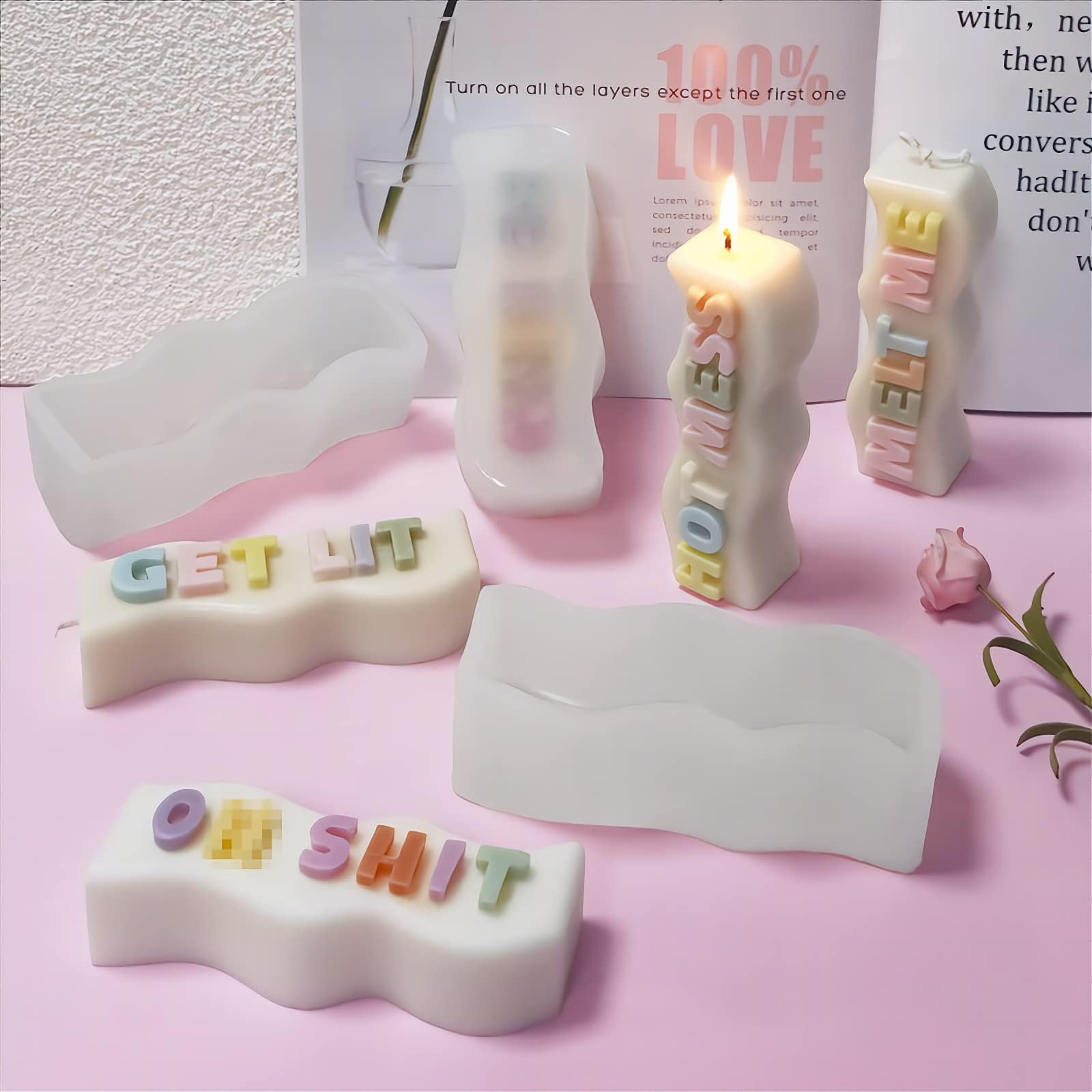 3D Silicone Letter Candle Molds - Wavy 'Be Kind' Design for DIY Candle Making, Home Decor & Gift Giving - Perfect for Weddings, Birthdays & Relaxation