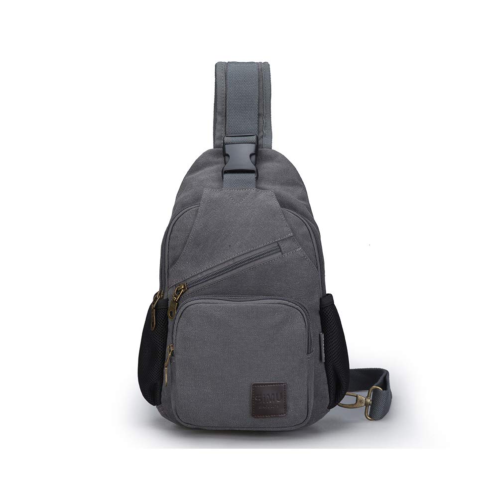 SIMU Canvas Sling Bag - Lightweight Crossbody Chest Pack for iPad Mini, Phone & Essentials - Perfect for Travel, Hiking & Daily Commute