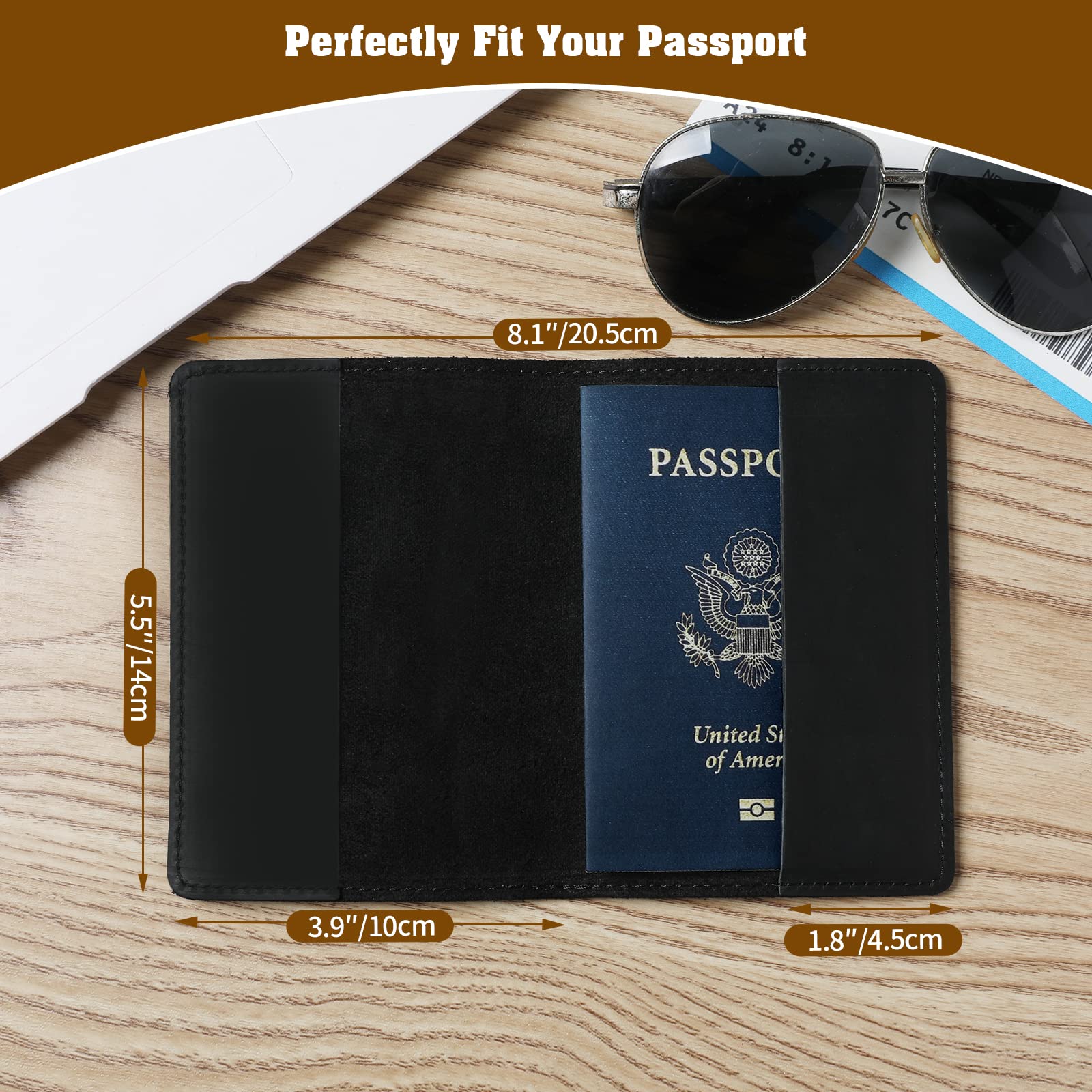 Jack&Chris Genuine Leather Passport Holder - RFID Blocking Travel Wallet Cover for Men & Women | Premium Document Organizer with Card Slots (JC105-Black) - Perfect for International Travel & Business Trips