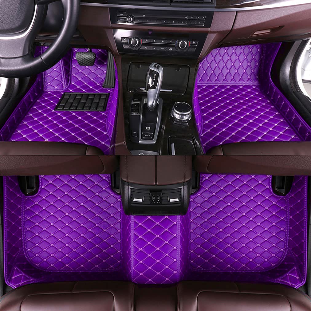 Premium Leather All-Weather Floor Mats for 2018-2019 Jeep Wrangler (2-Door) - Waterproof Carpet Protection Liners in Purple | Perfect for Off-Road Adventures & Daily Commutes