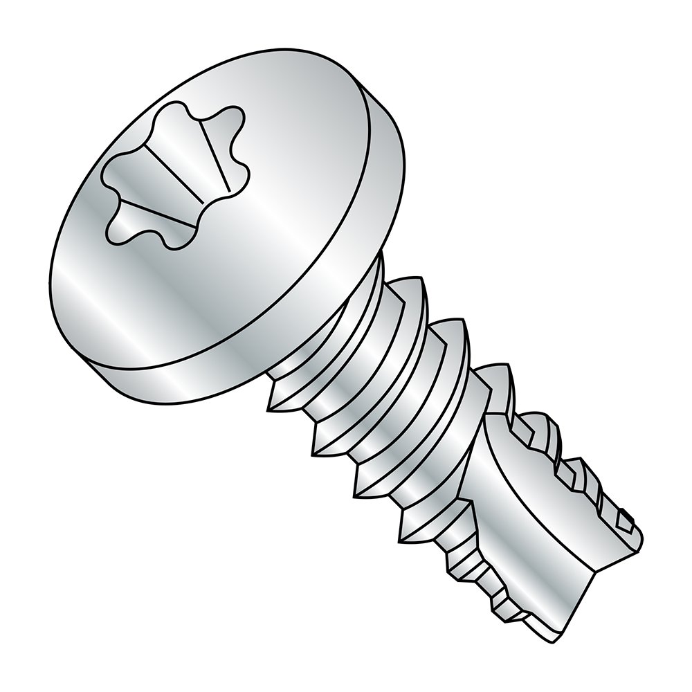 Small Parts 10085TP Zinc Plated Steel Thread Cutting Screw, Pan Head Star Drive Type 25, #10-16 Thread Size, 1/2