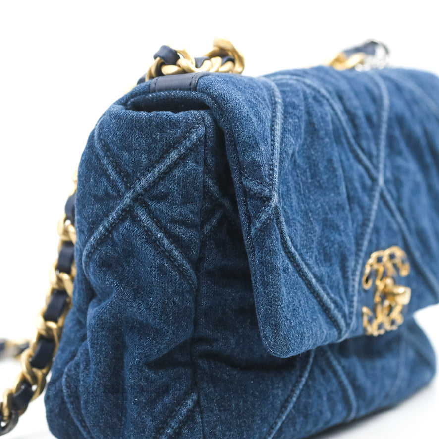 Chanel 19 Small Denim Mixed Hardware Flap Bag - Luxury Designer Handbag for Women | Perfect for Everyday Use, Date Night & Special Occasions