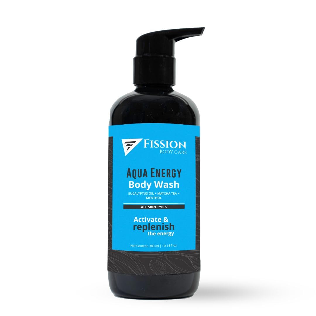 Fission Aqua Energy Body Wash with Eucalyptus Oil - Hydrating & Refreshing Shower Gel for All Skin Types, Men & Women (300ml) - Perfect for Post-Workout, Morning Refresh & Daily Cleansing